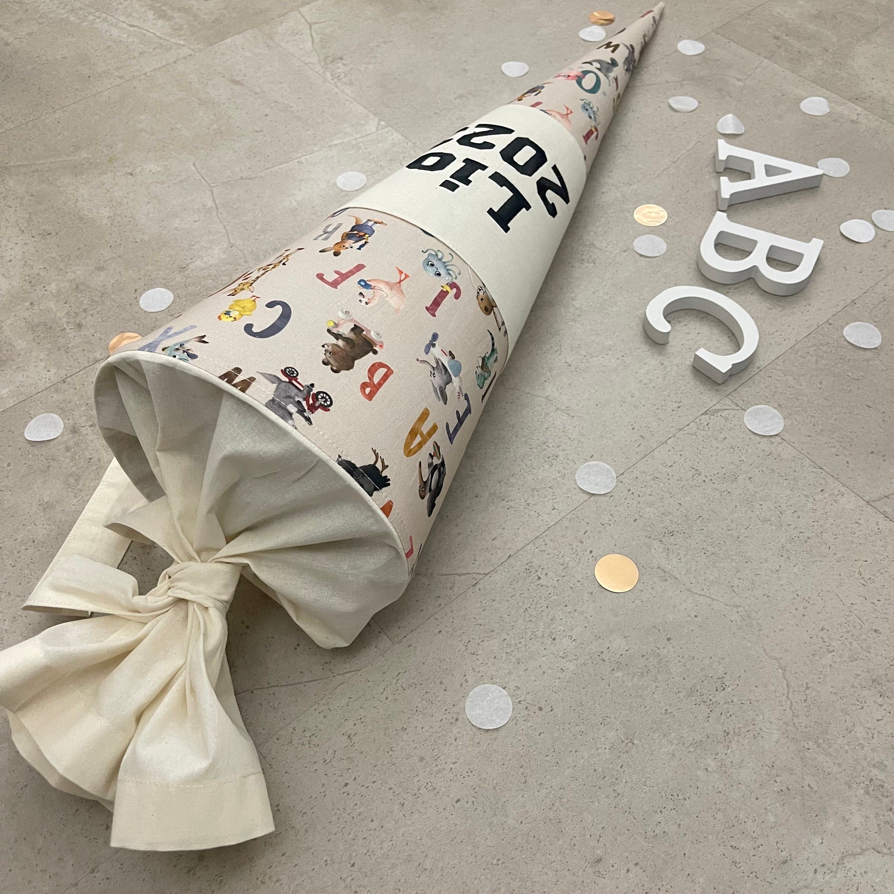 Schultüte Zuckertüte Einschulung Groß 70cm Handmade / ABC Creme