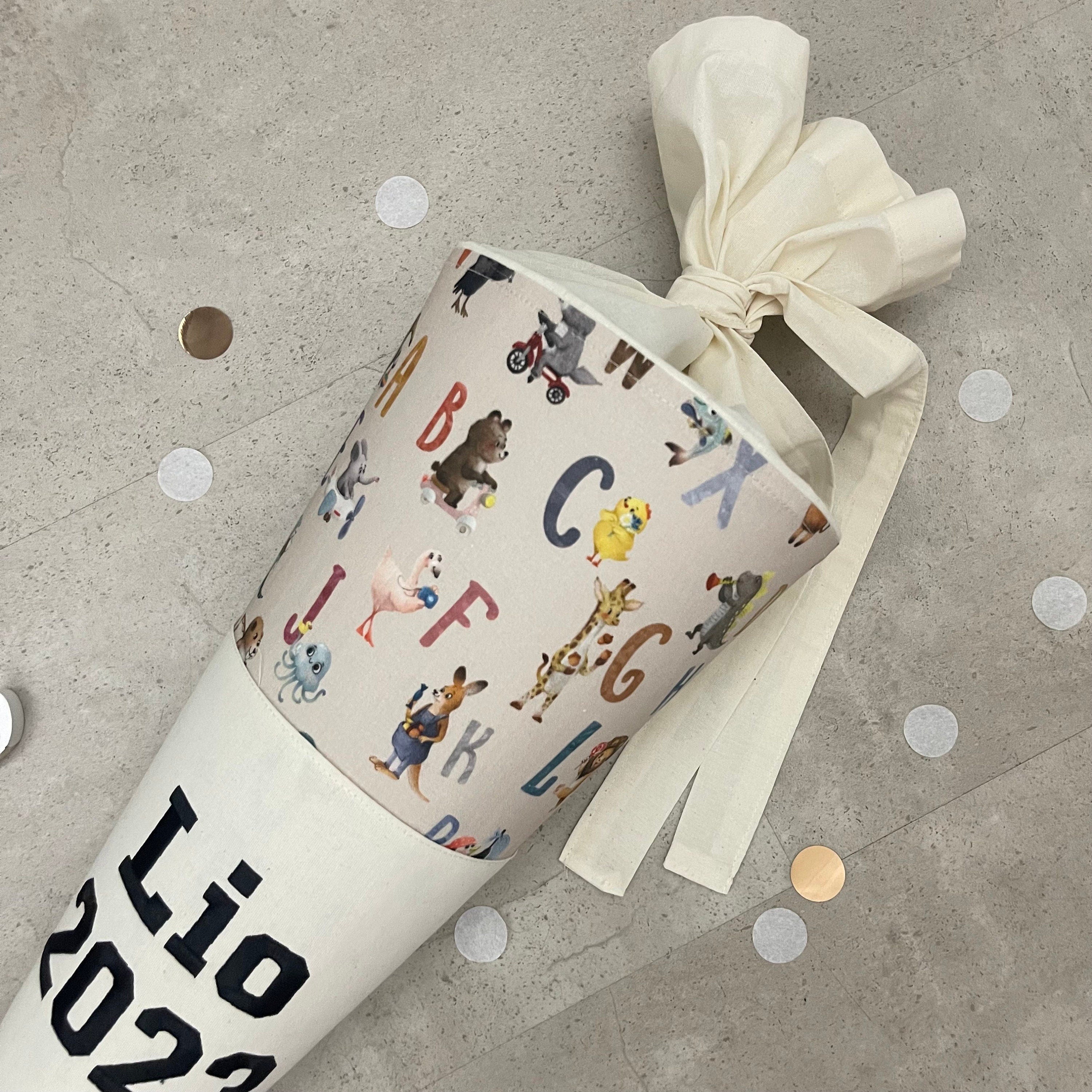 Schultüte Zuckertüte Einschulung Groß 70cm Handmade / ABC Creme