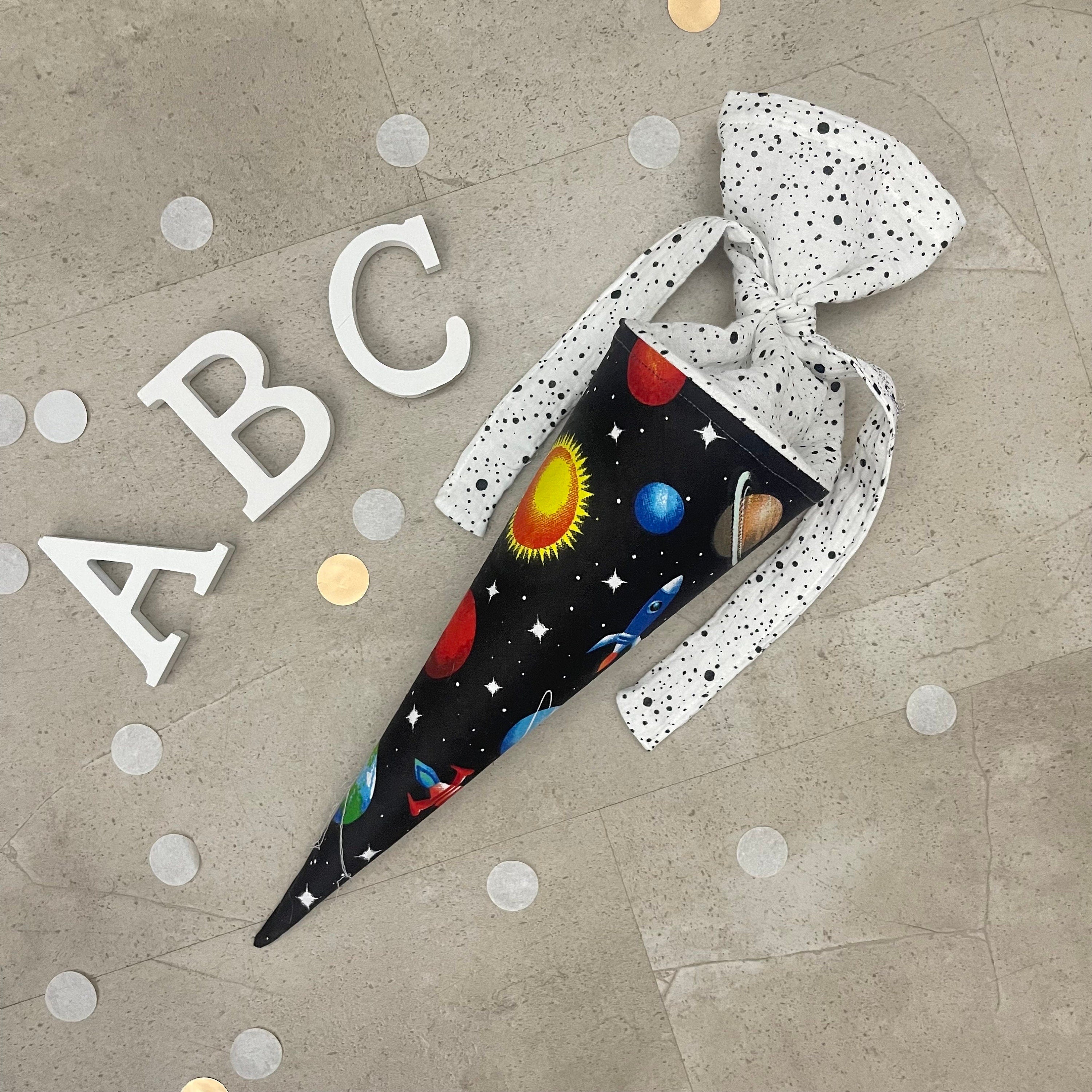 Geschwisterschultüte Stoff klein Zuckertüte Einschulung 35cm Handmade / Weltraum