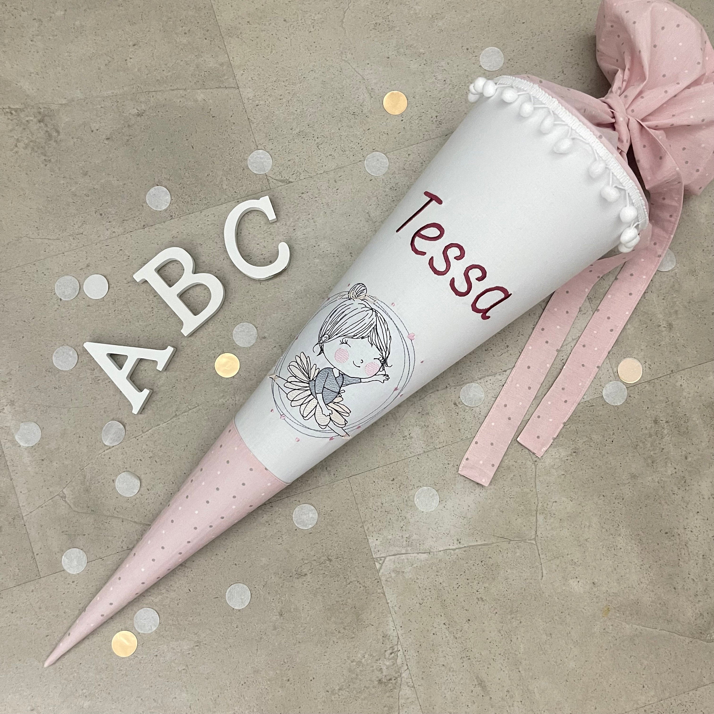 Schultüte Stoff Zuckertüte Einschulung 70cm Handmade Ballerina