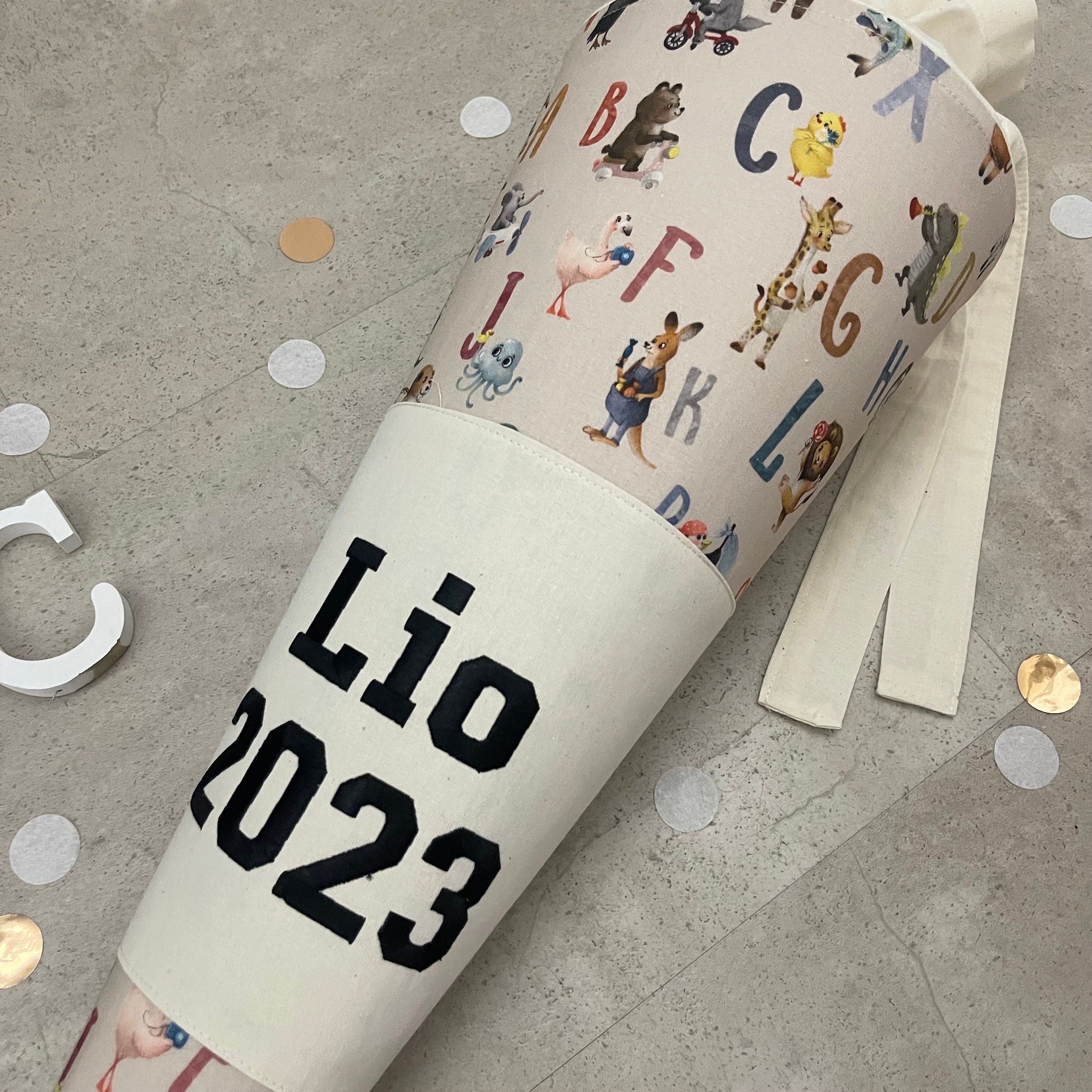 Schultüte Zuckertüte Einschulung Groß 70cm Handmade / ABC Creme