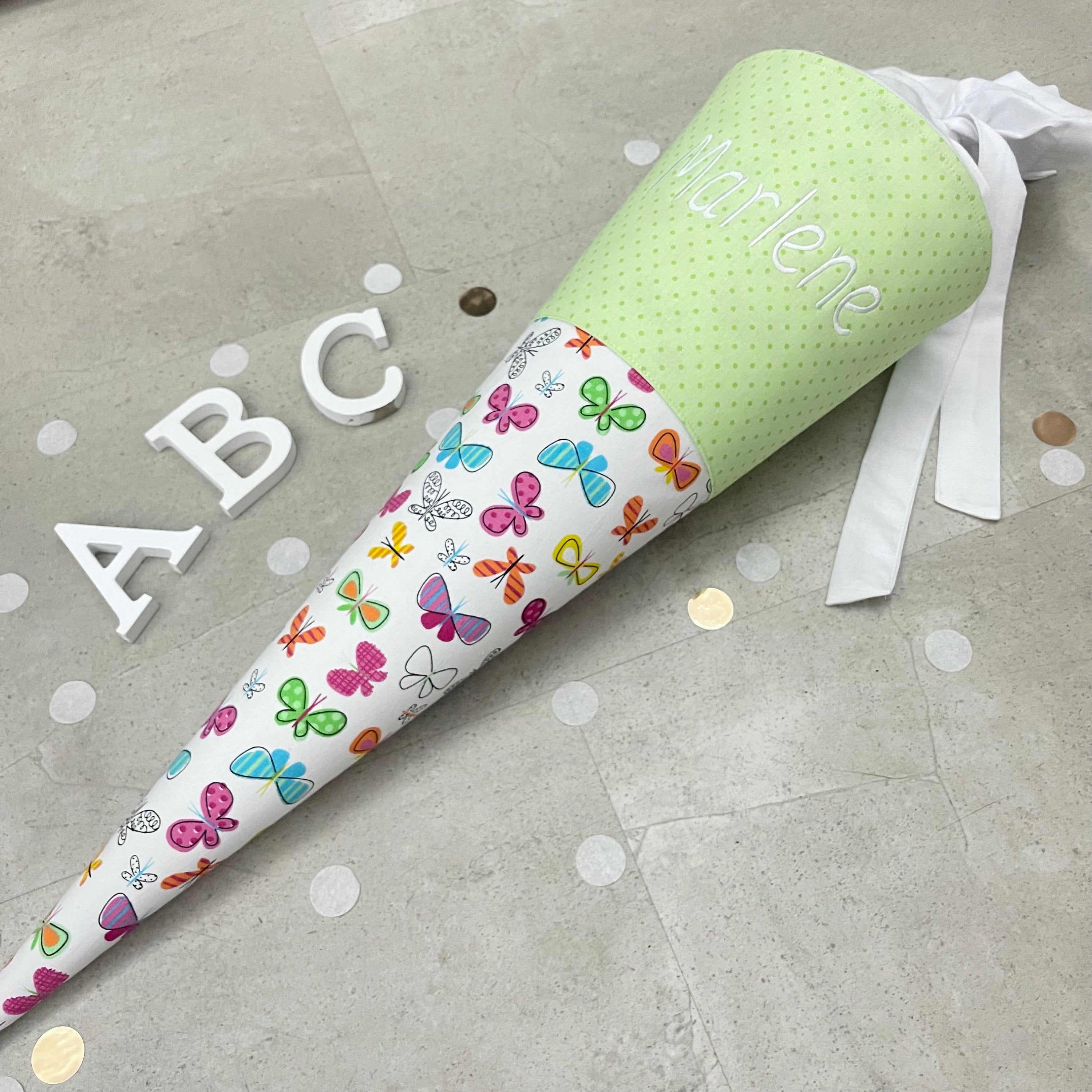 Schultüte, Zuckertüte Einschulung 70cm Handmade Schmetterling