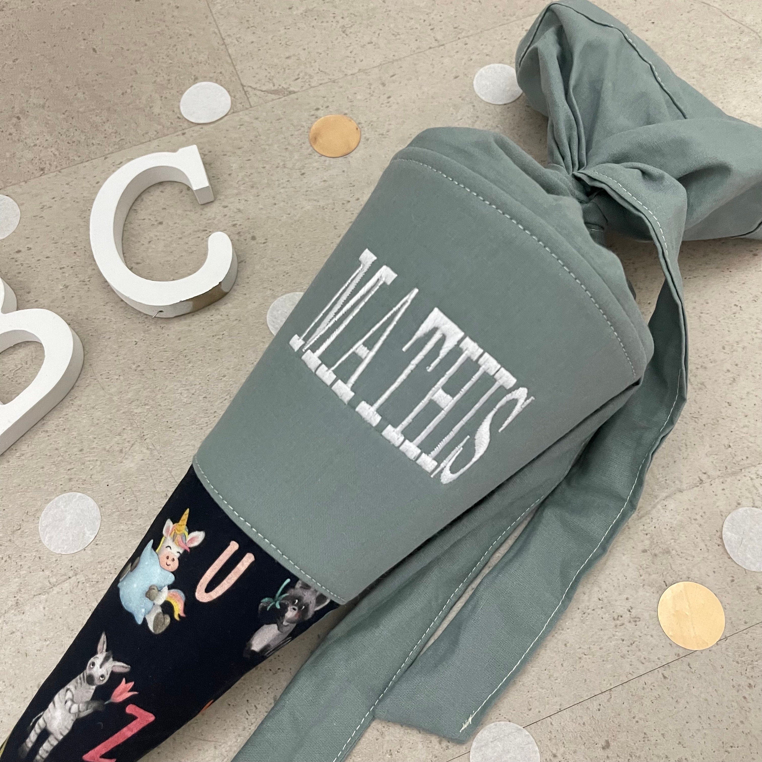 Geschwisterschultüte Stoff klein Zuckertüte Einschulung 35cm Handmade / ABC