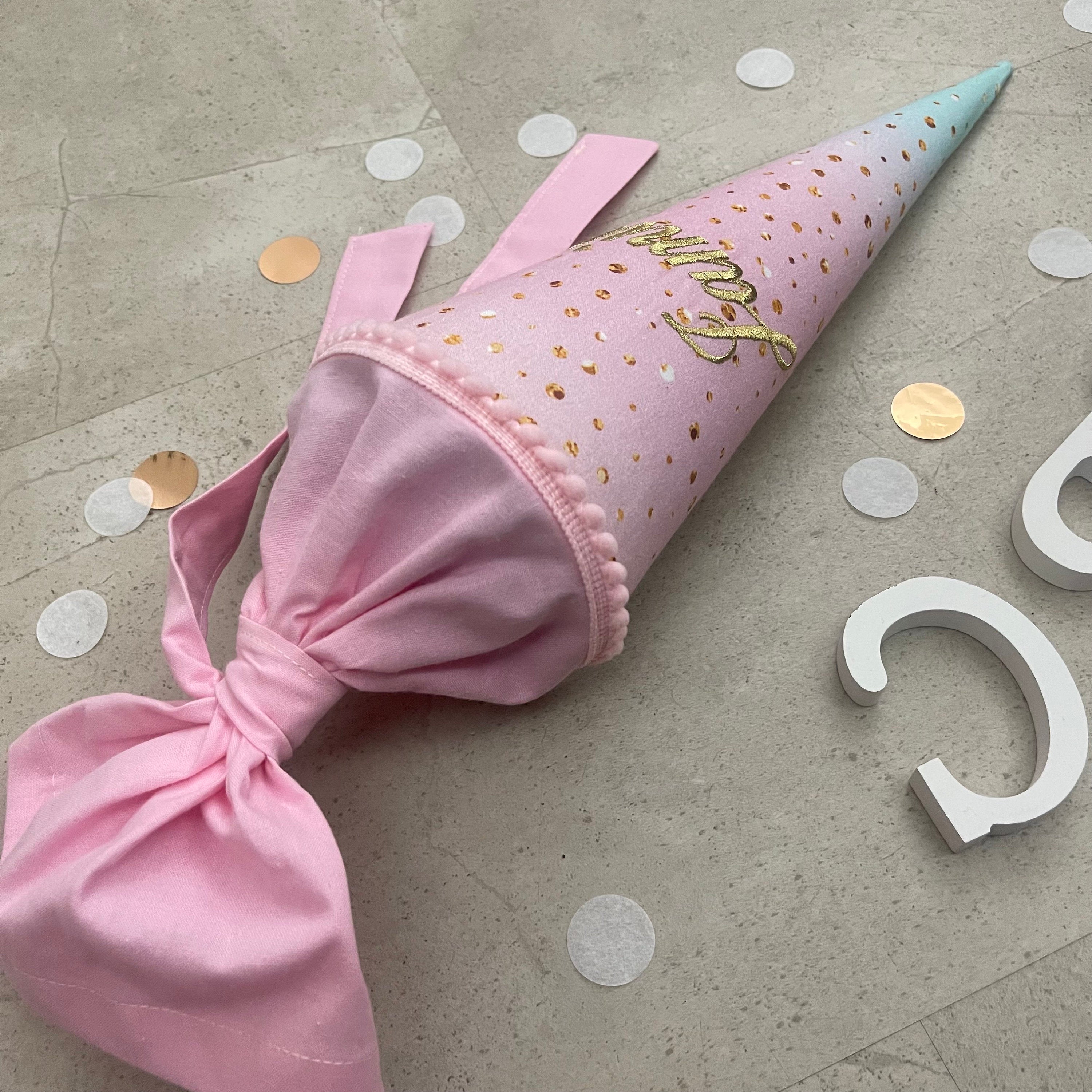 Geschwisterschultüte  klein Zuckertüte Einschulung 35cm Handmade/ Regenbogen