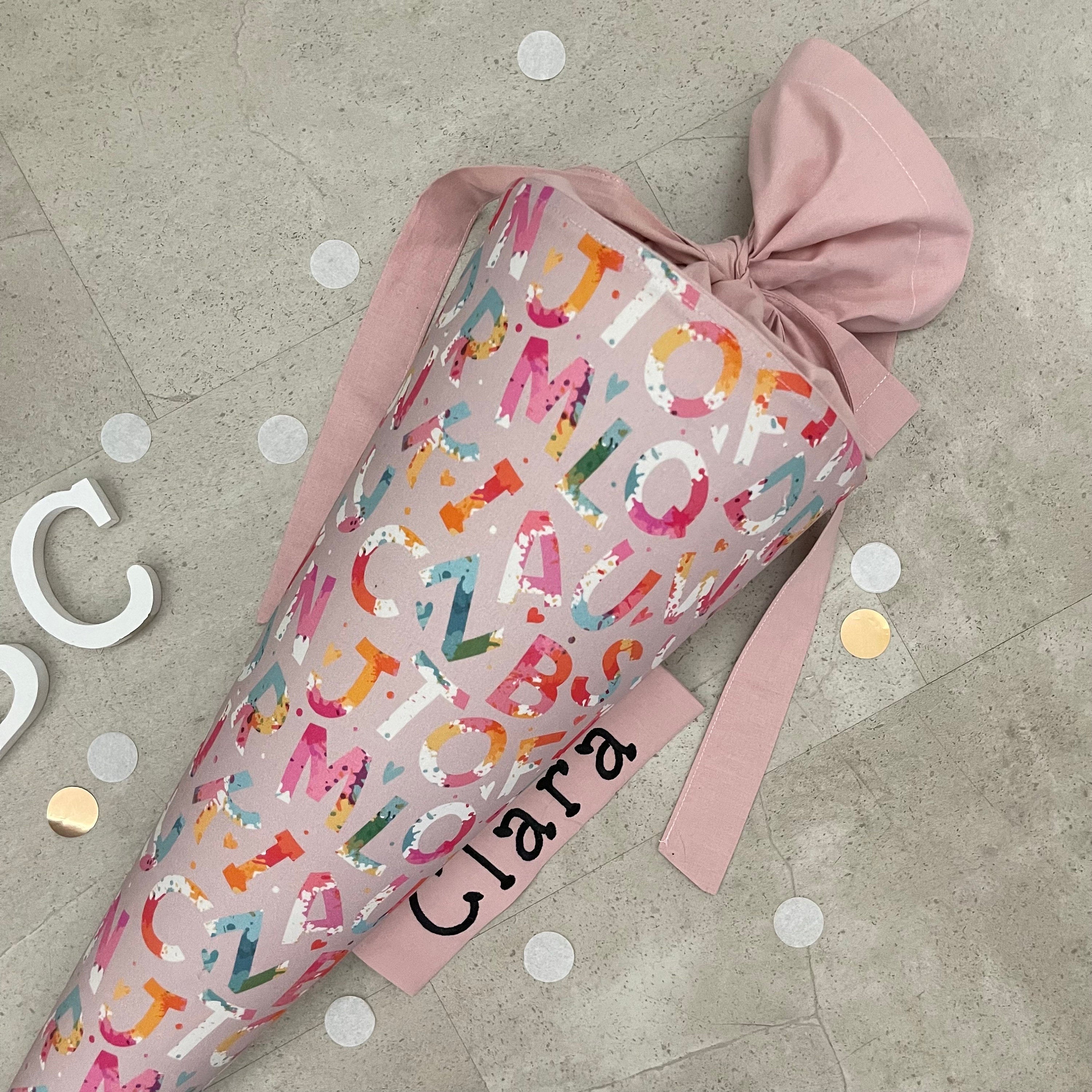 Schultüte Zuckertüte Einschulung Groß 70cm Handmade / ABC mit Namensschild