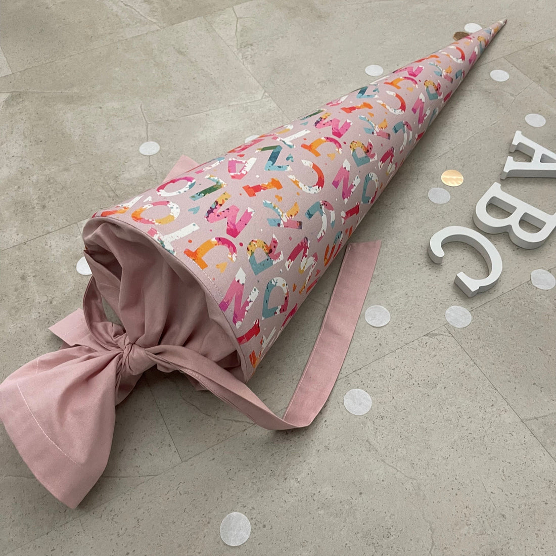Schultüte Zuckertüte Einschulung Groß 70cm Handmade / ABC mit Namensschild