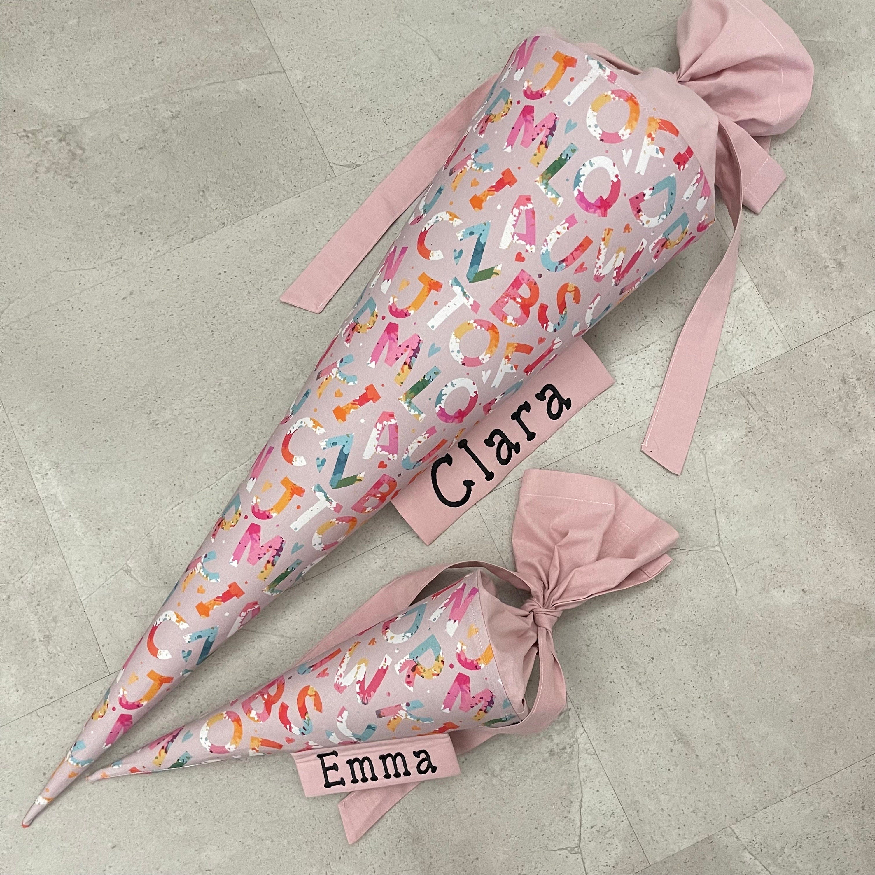 Schultüte Zuckertüte Einschulung Groß 70cm Handmade / ABC mit Namensschild