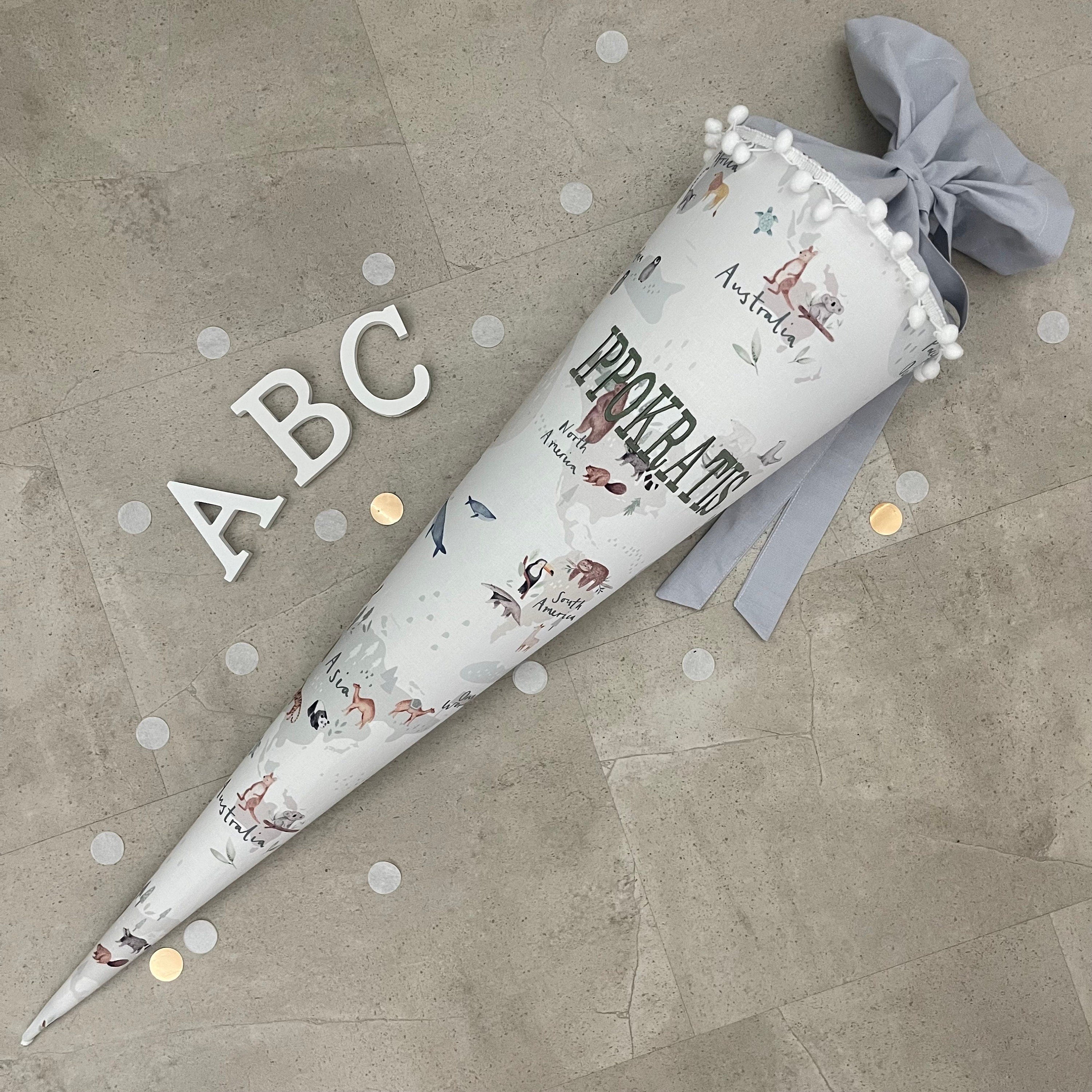 85cm Schultüte Zuckertüte Einschulung Groß Handmade / Weltkarte