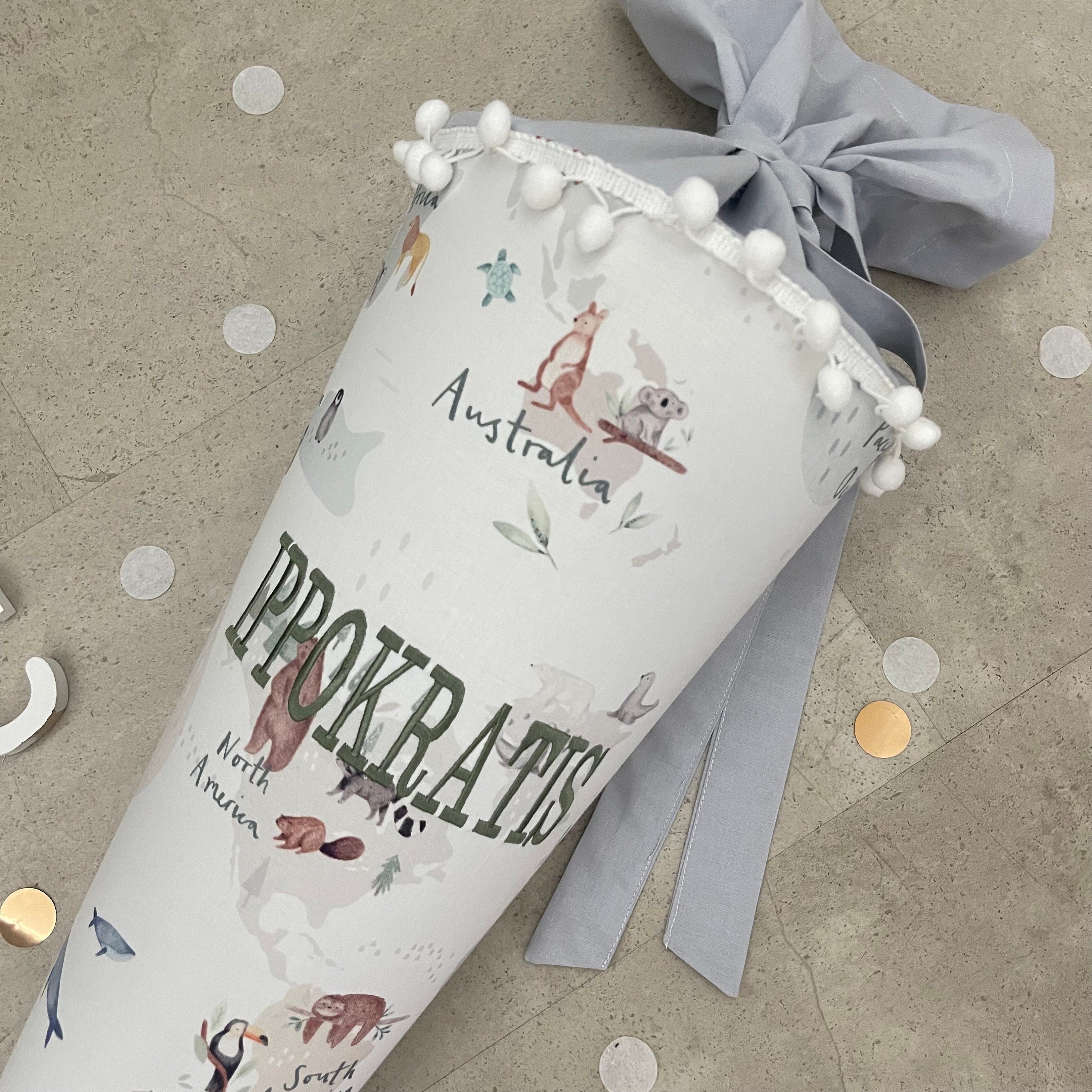 85cm Schultüte Zuckertüte Einschulung Groß Handmade / Weltkarte