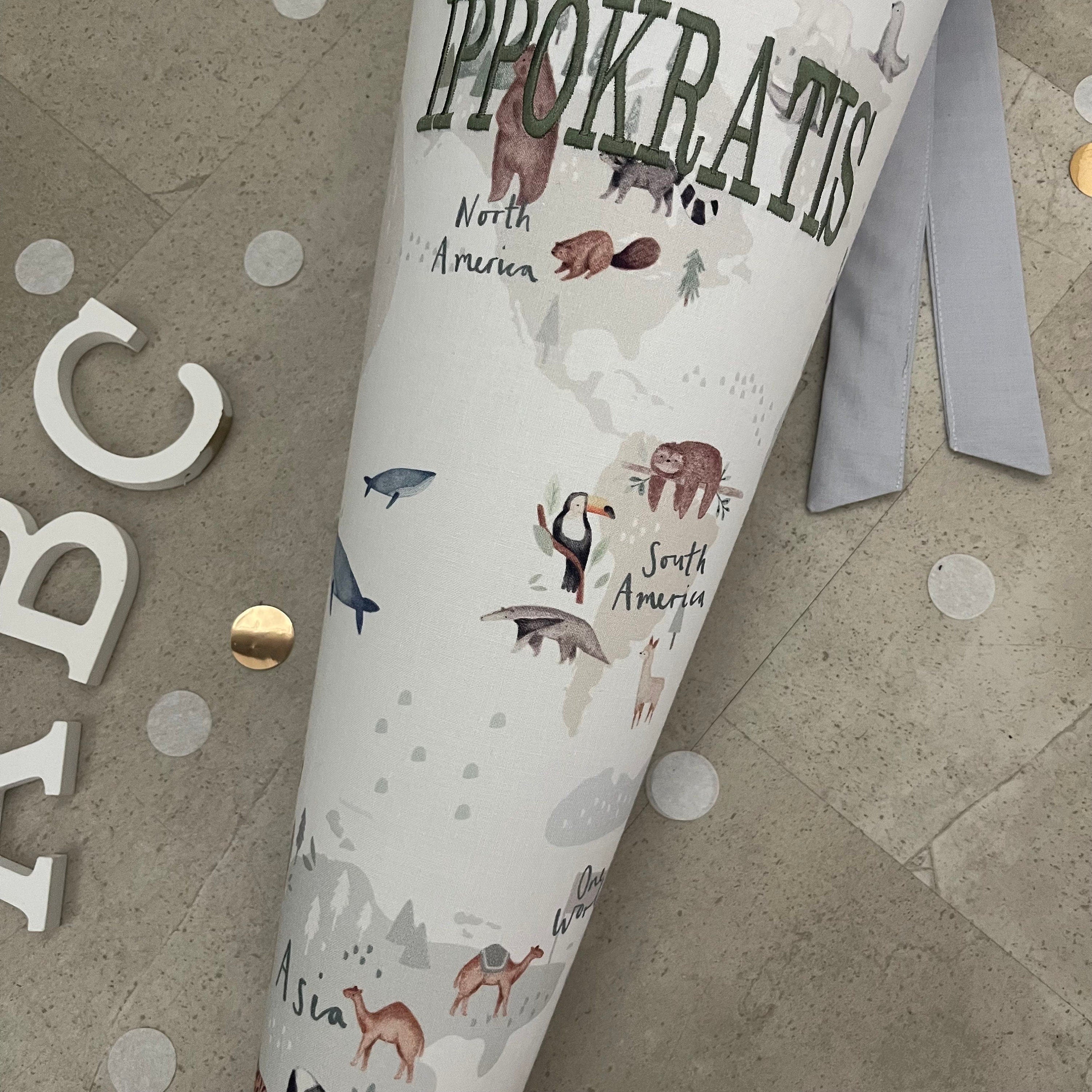 85cm Schultüte Zuckertüte Einschulung Groß Handmade / Weltkarte