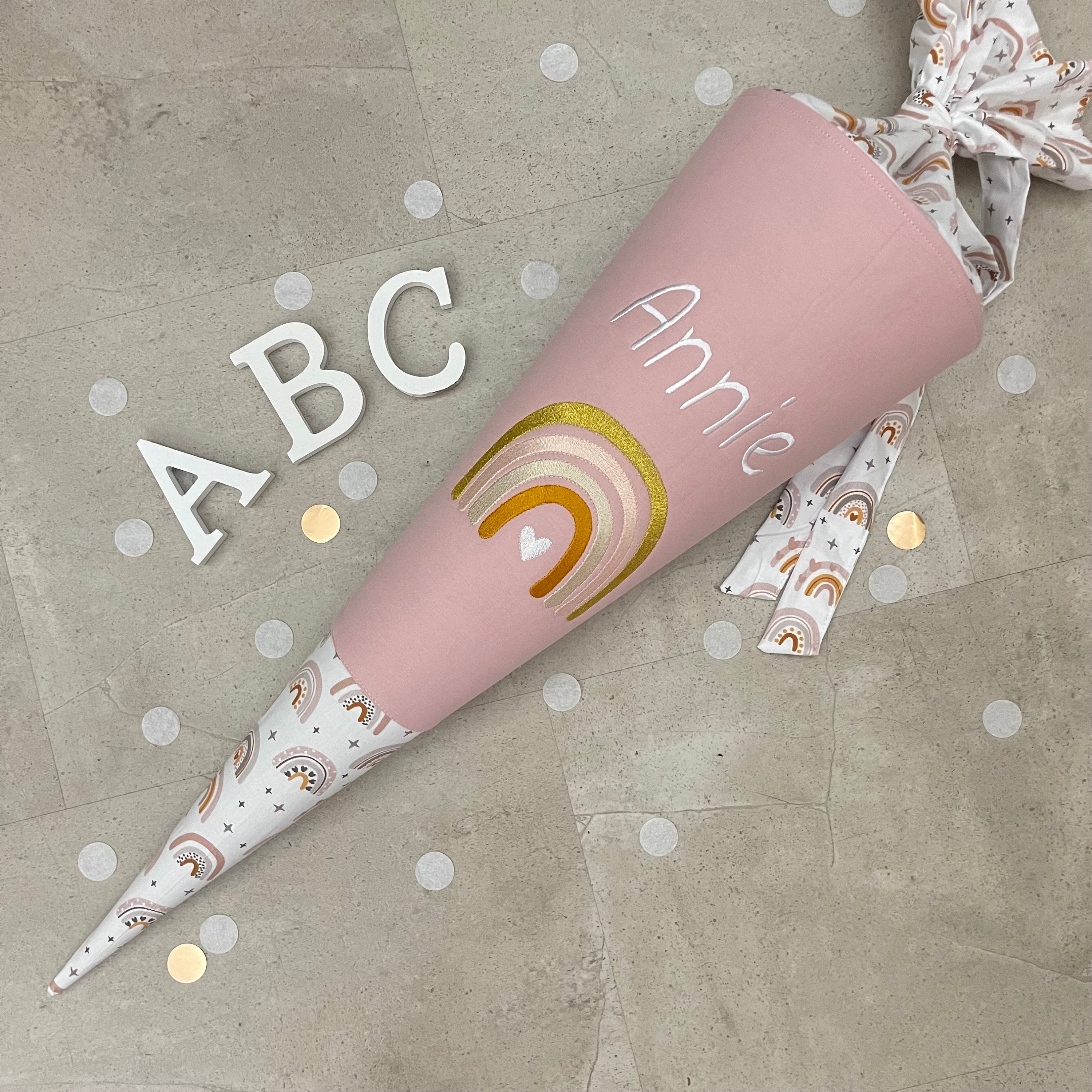 Schultüte Stoff Zuckertüte Einschulung 70cm Handmade Regenbogen