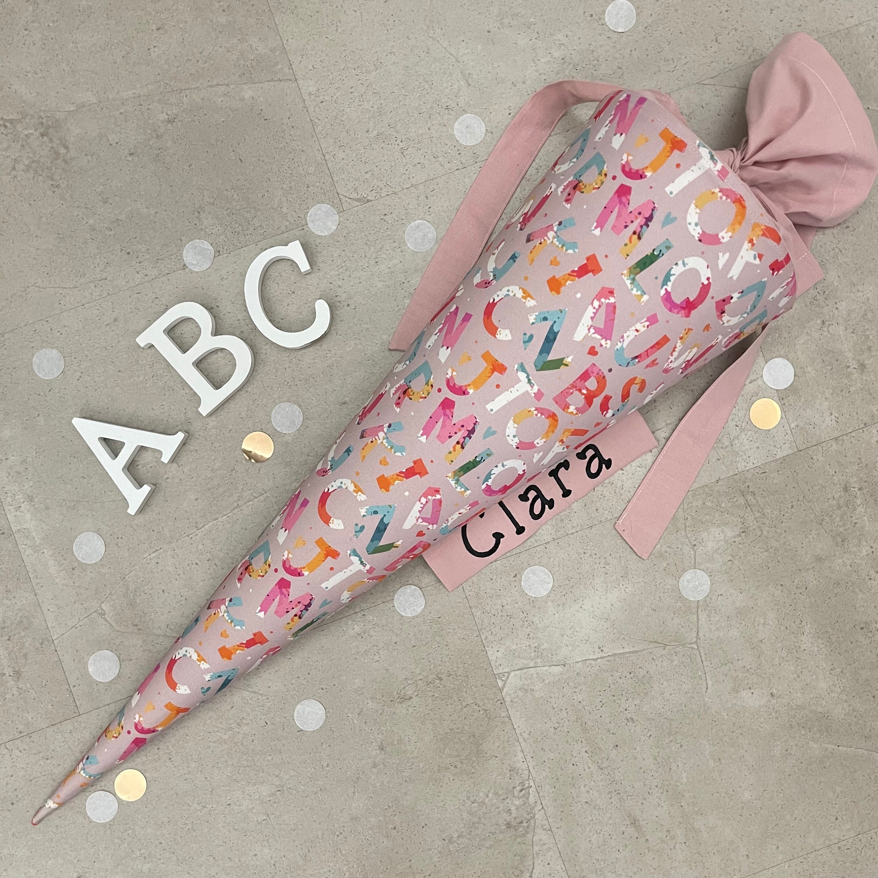 Schultüte Zuckertüte Einschulung Groß 70cm Handmade / ABC mit Namensschild