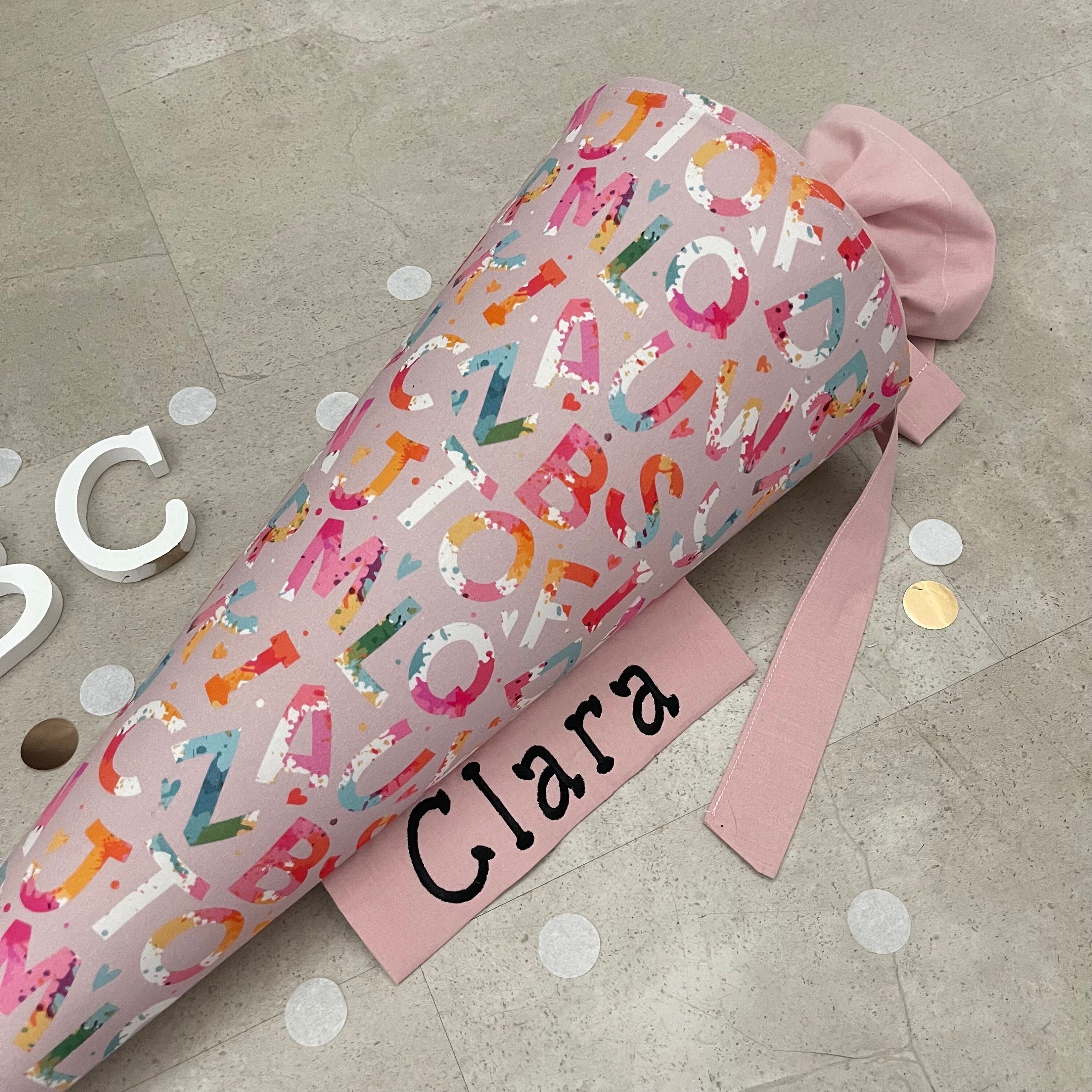 Schultüte Zuckertüte Einschulung Groß 70cm Handmade / ABC mit Namensschild