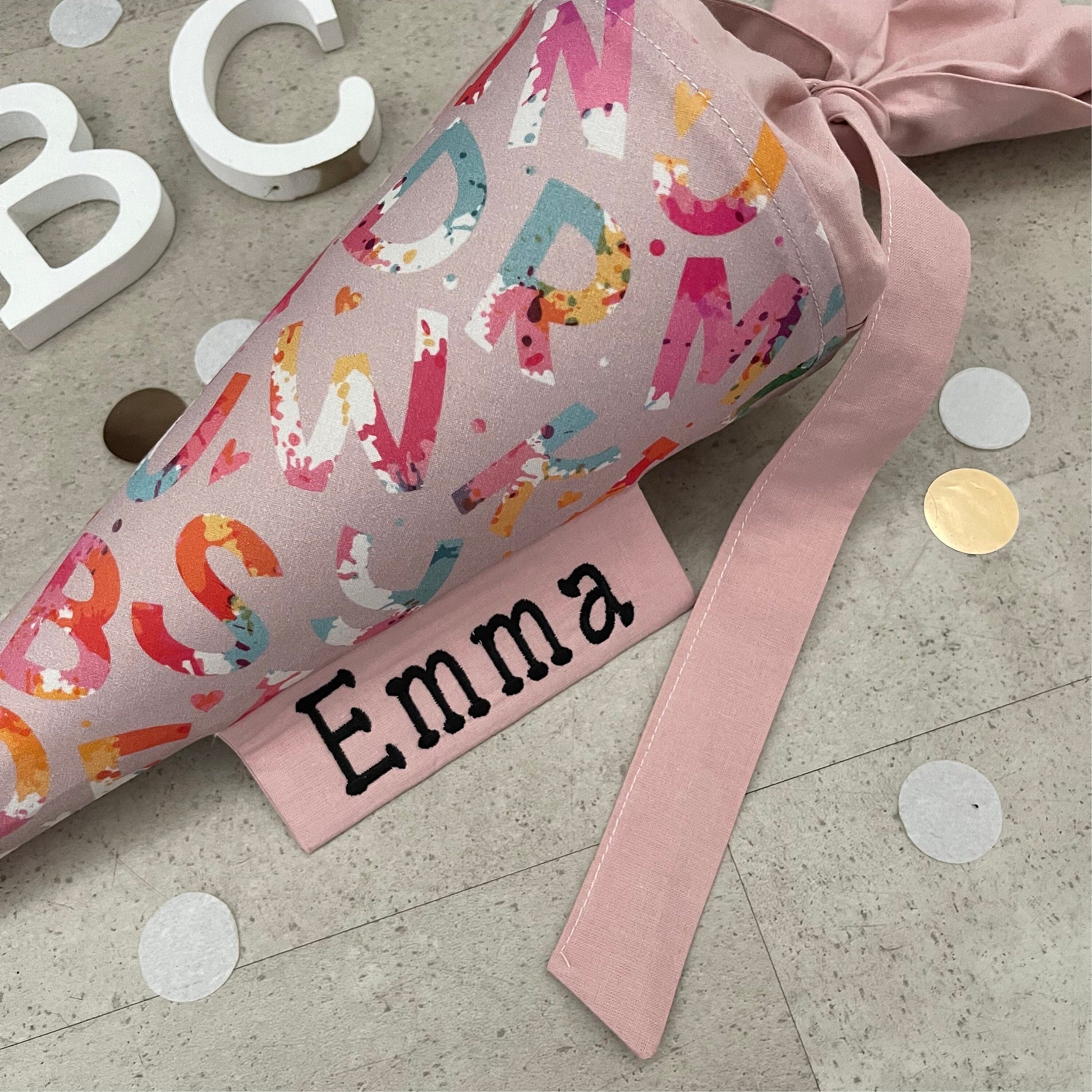 Geschwisterschultüte klein Zuckertüte Einschulung 35cm Handmade / ABC mit Namensschild