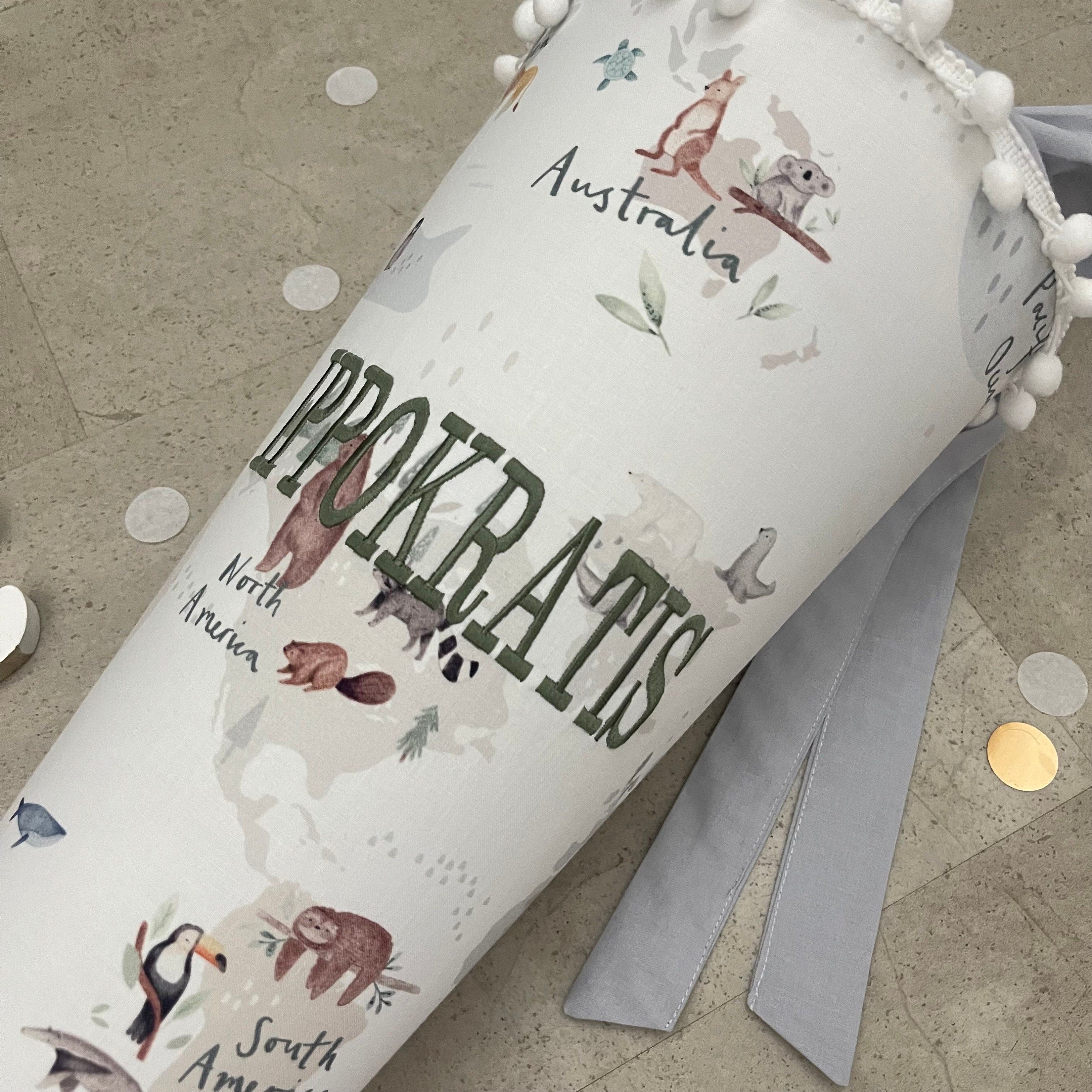 85cm Schultüte Zuckertüte Einschulung Groß Handmade / Weltkarte