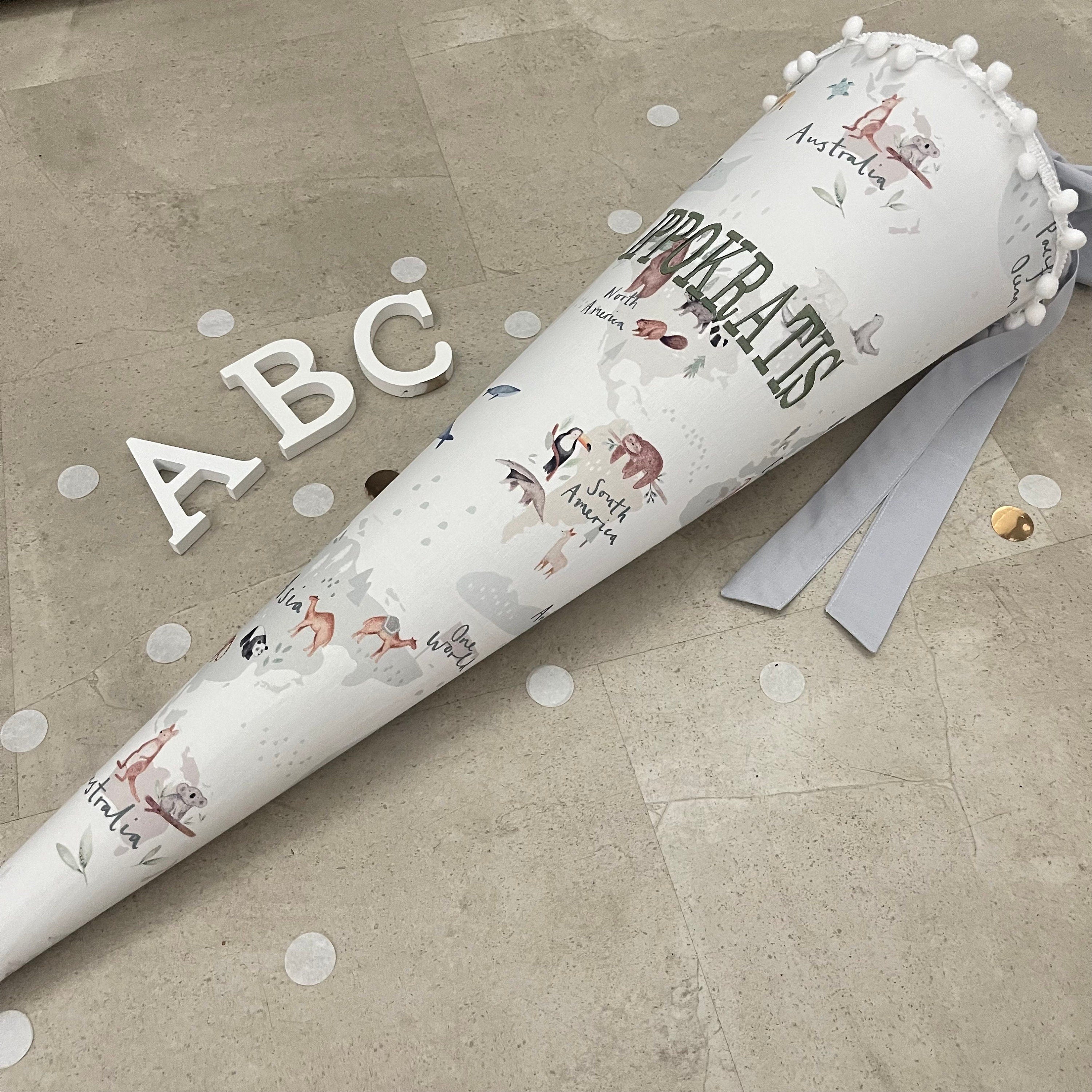 85cm Schultüte Zuckertüte Einschulung Groß Handmade / Weltkarte