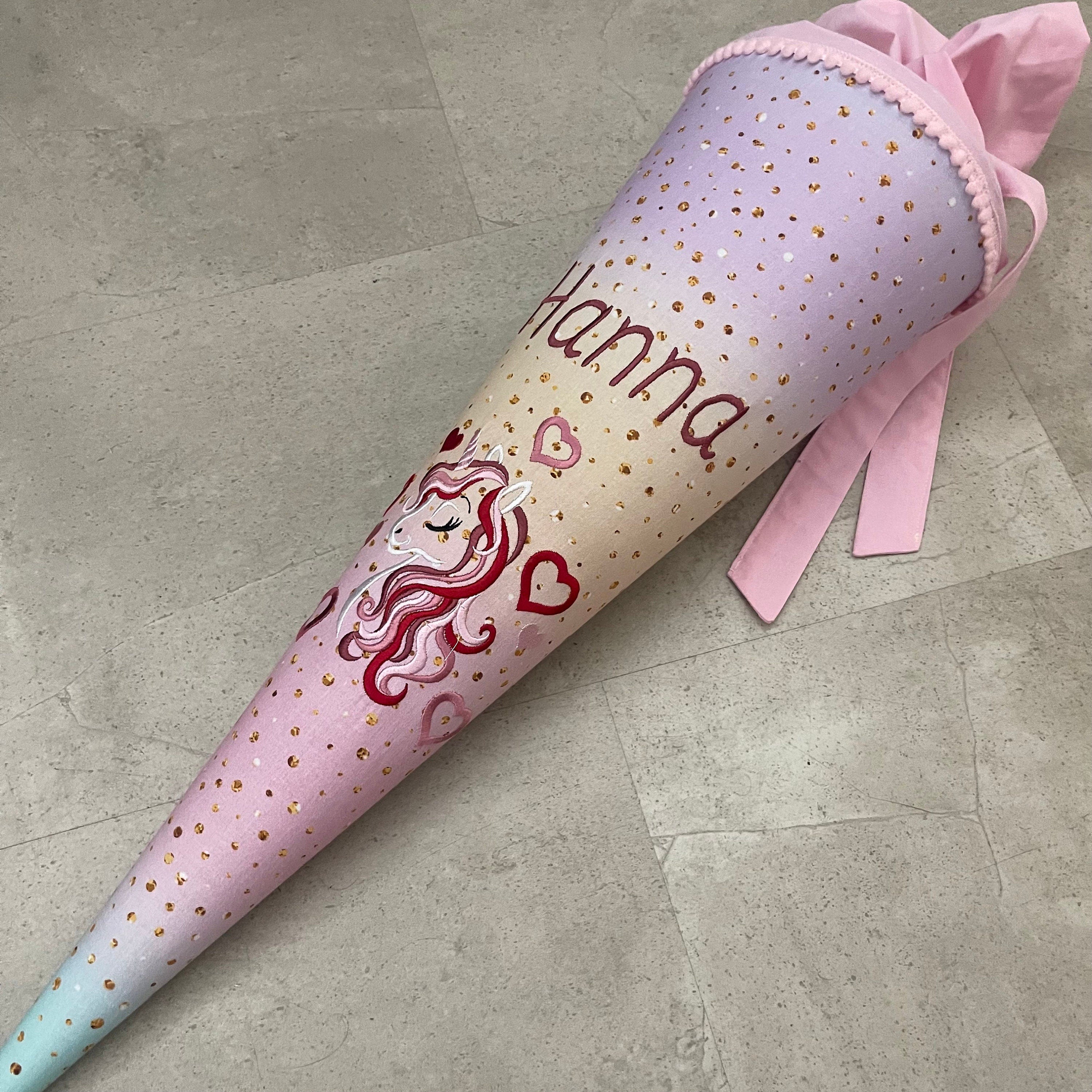 Schultüte Stoff Zuckertüte Einschulung 70cm Handmade - Einhorn multicolor