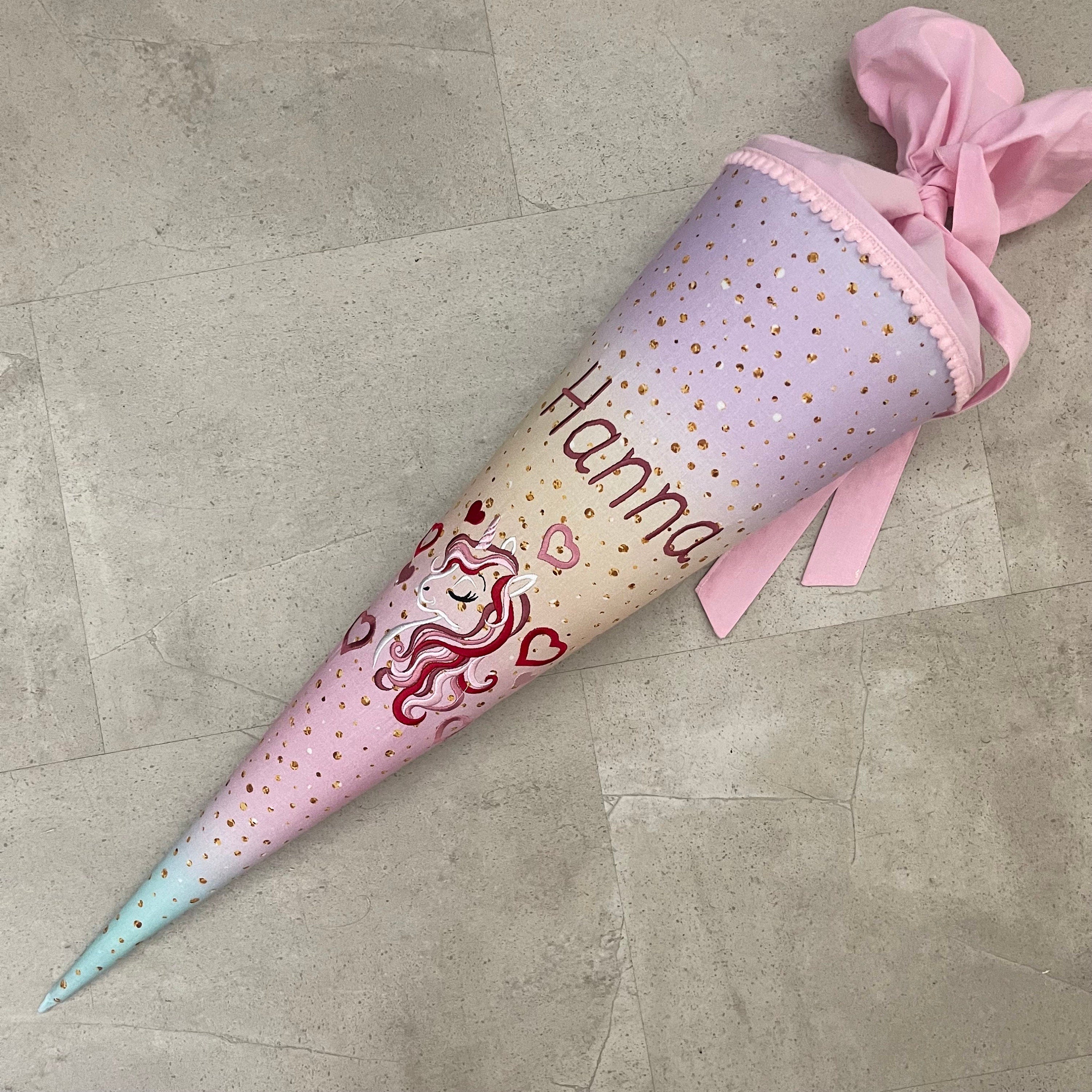 Schultüte Stoff Zuckertüte Einschulung 70cm Handmade - Einhorn multicolor