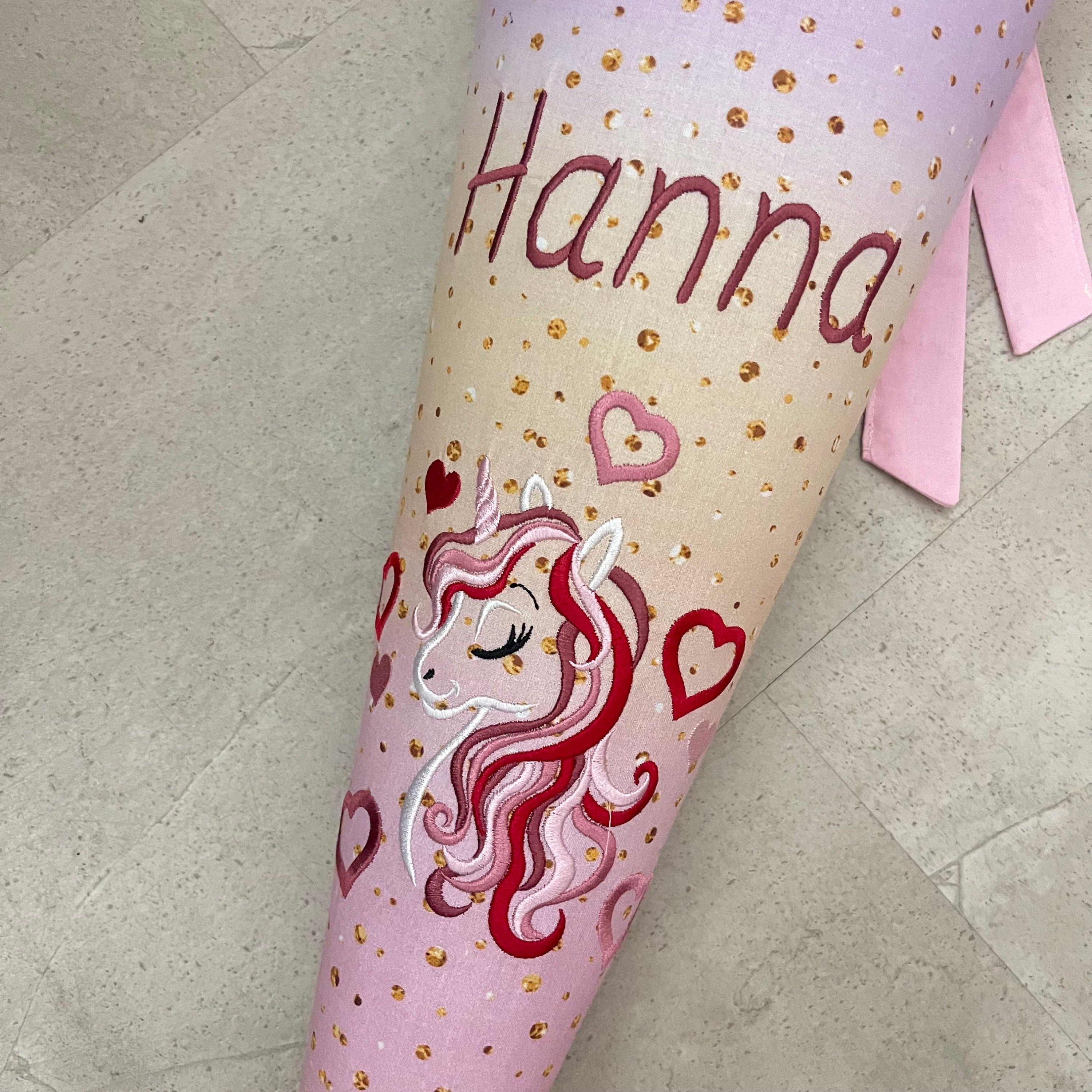 Schultüte Stoff Zuckertüte Einschulung 70cm Handmade - Einhorn multicolor