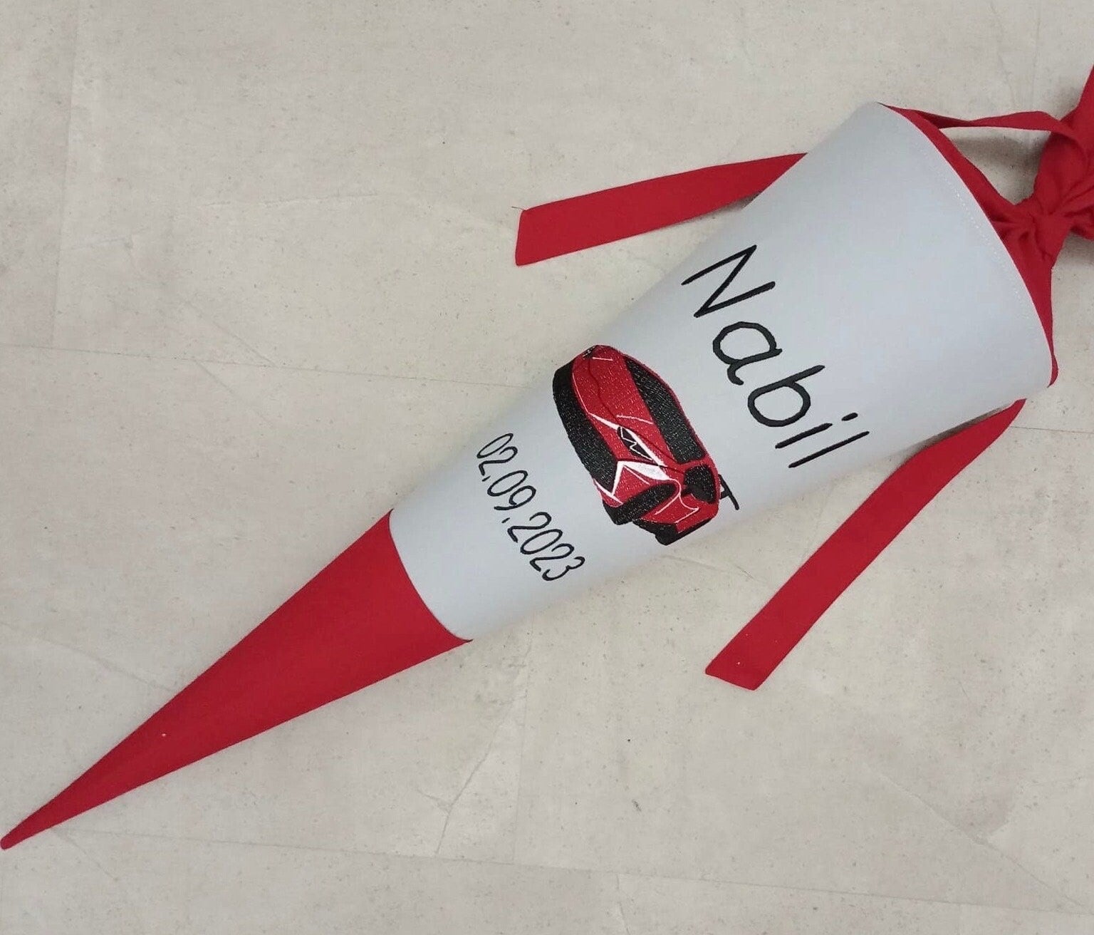 Schultüte Stoff Zuckertüte Einschulung 70cm Handmade - Sportauto