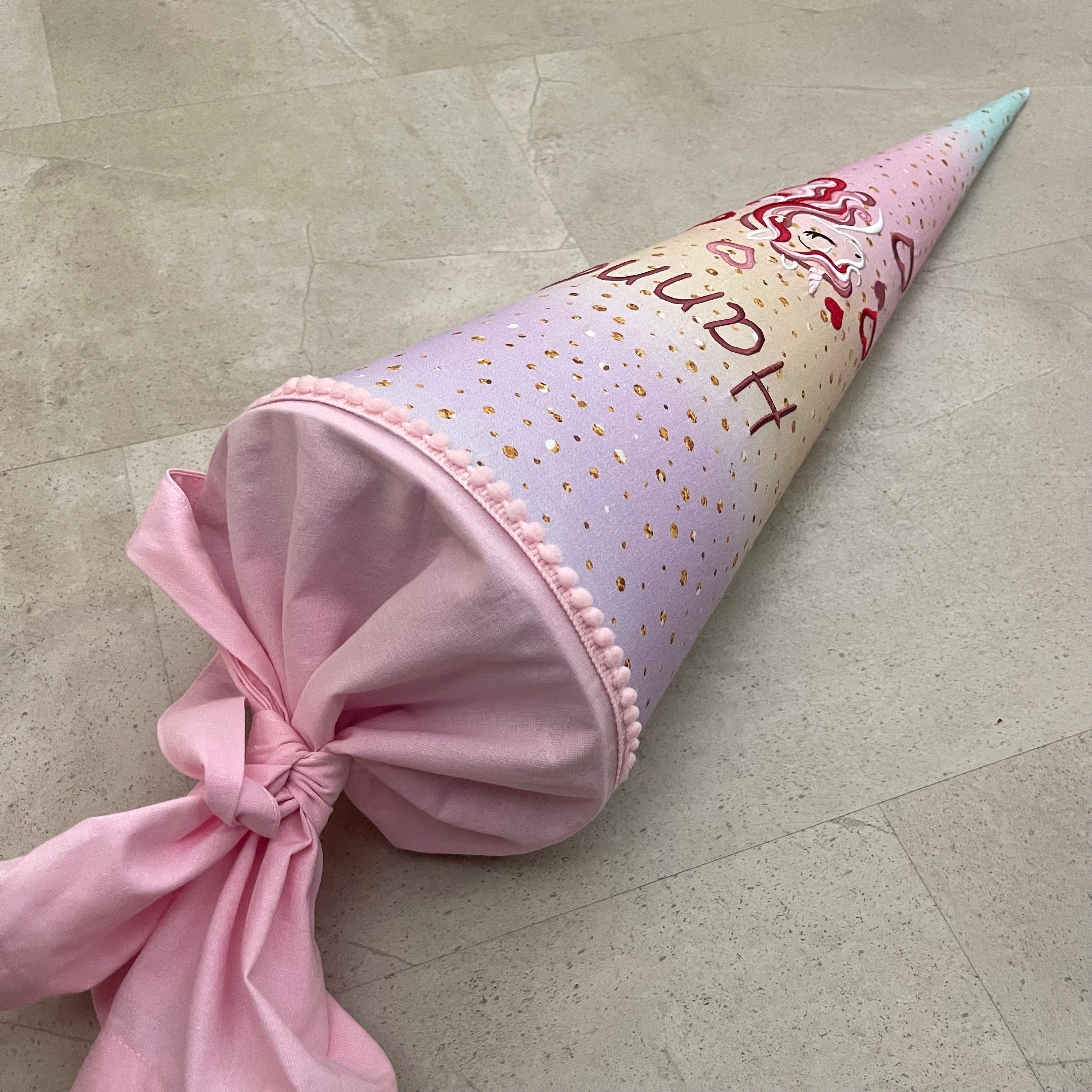 Schultüte Stoff Zuckertüte Einschulung 70cm Handmade - Einhorn multicolor