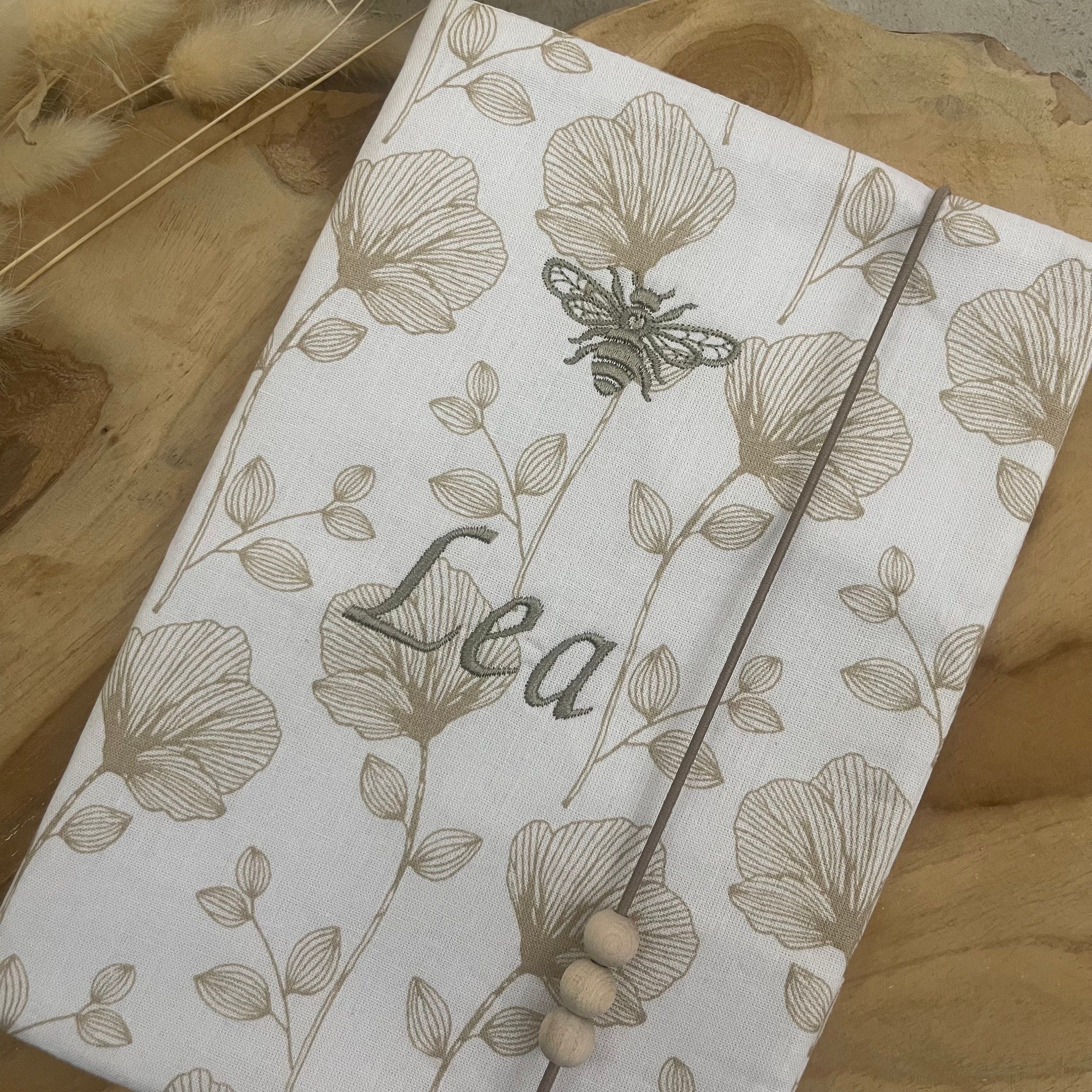 U-Heft personalisiert Untersuchungsheft Hülle Schutz - Blumen weiß