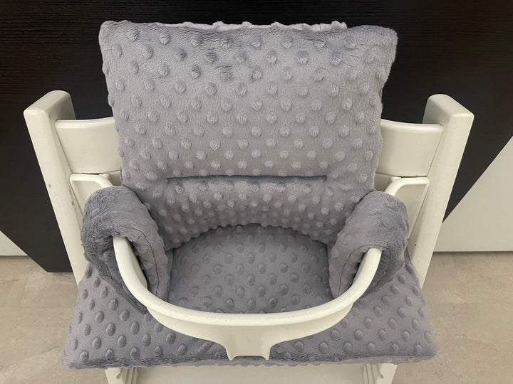 Tripp Trapp Sitzkissen Kissenset für Stokke Hochstuhl - Minky 3D Punkte - Grau