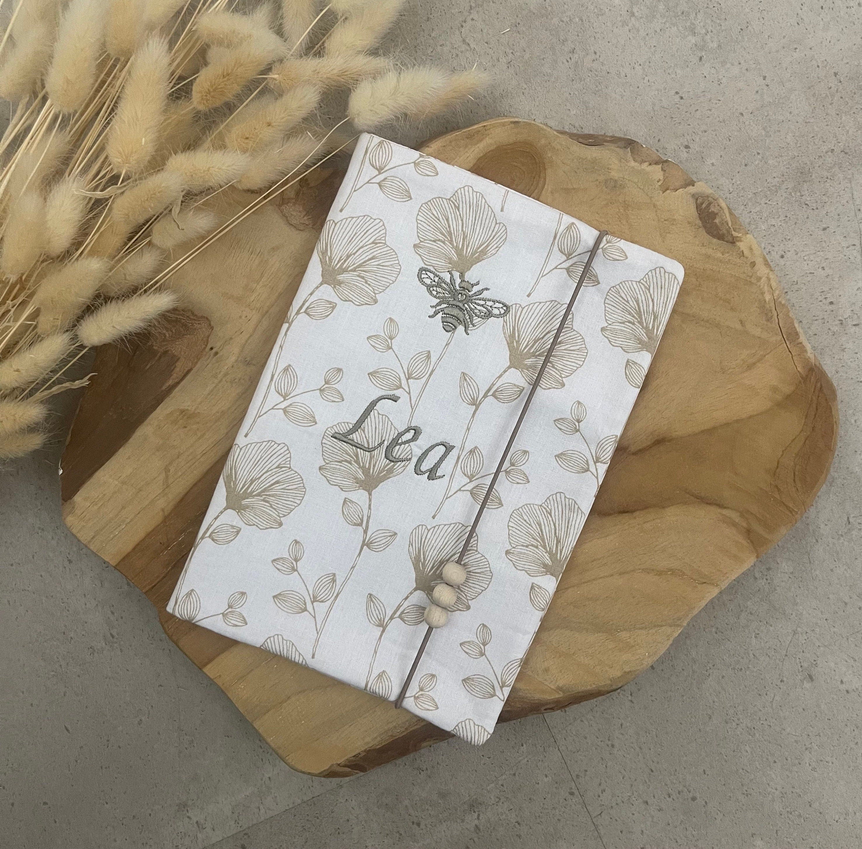 U-Heft personalisiert Untersuchungsheft Hülle Schutz - Blumen weiß