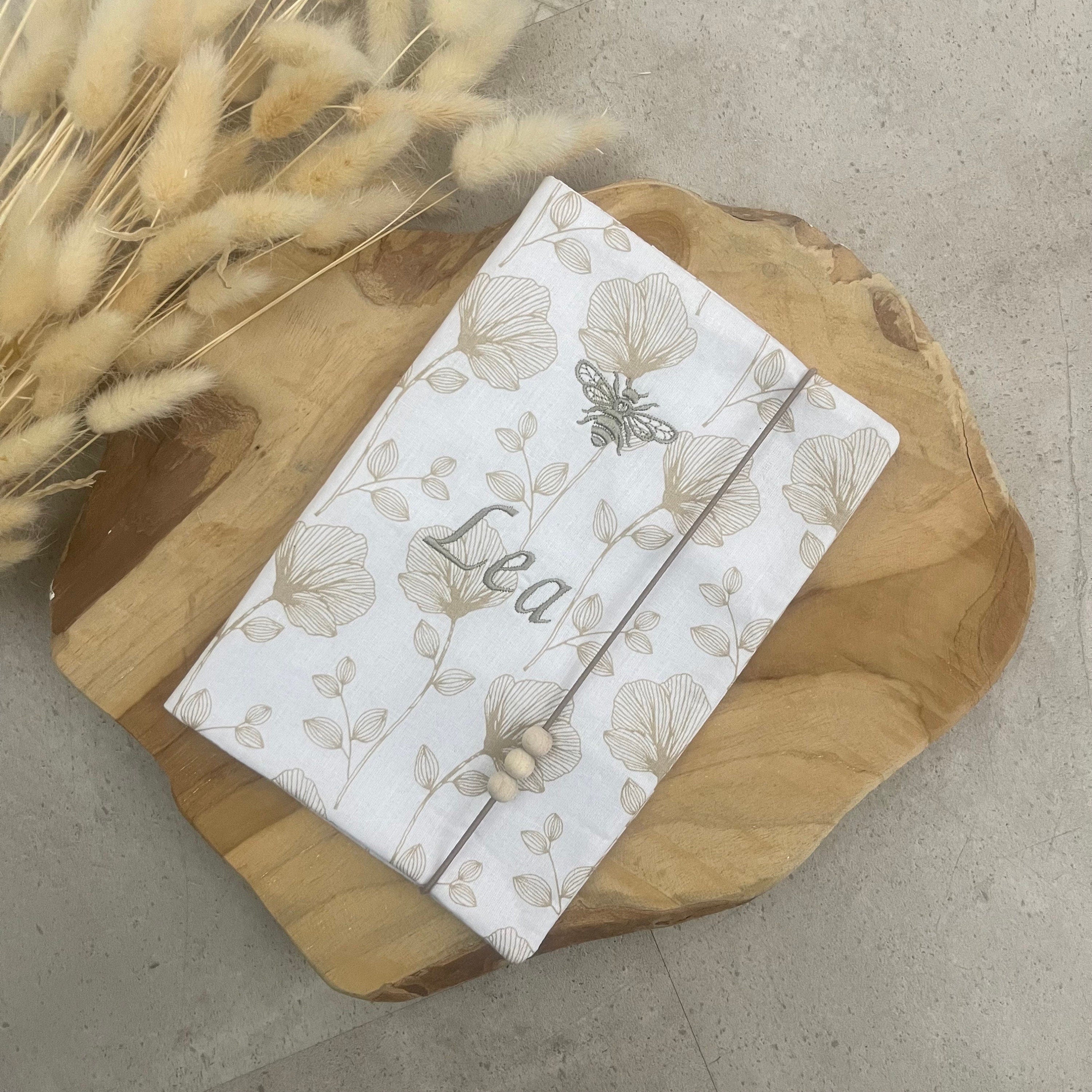 U-Heft personalisiert Untersuchungsheft Hülle Schutz - Blumen weiß