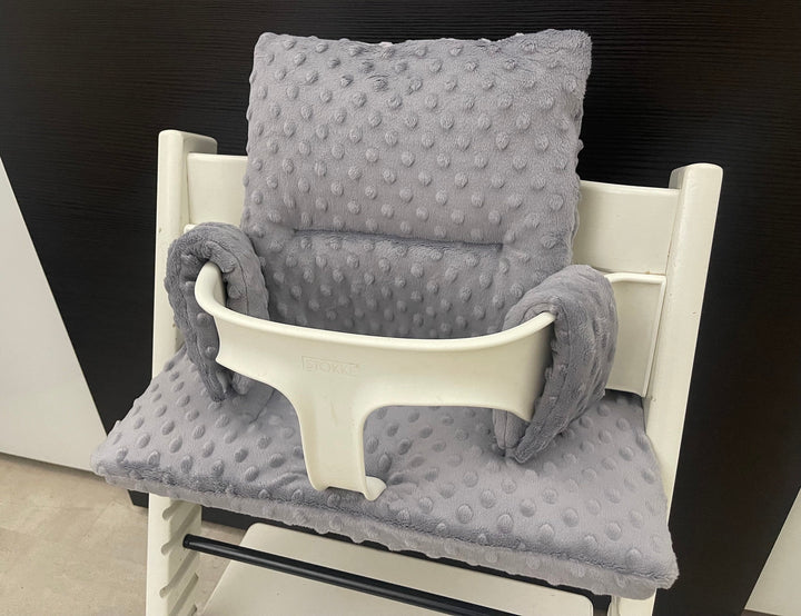 Tripp Trapp Sitzkissen Kissenset für Stokke Hochstuhl - Minky 3D Punkte - Grau