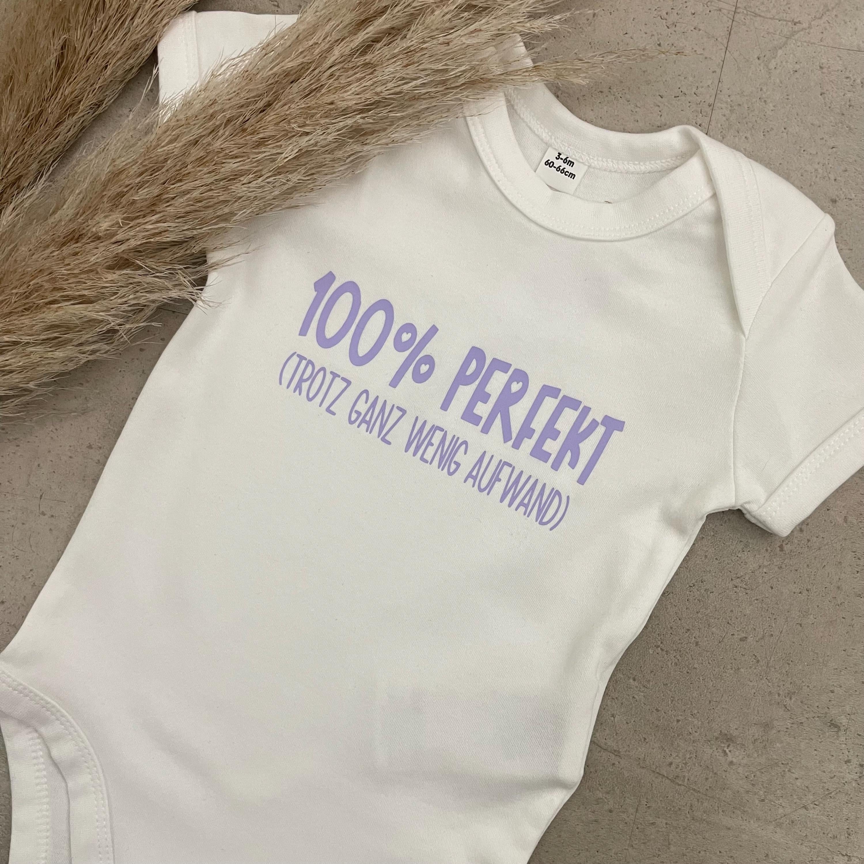 Babybody kurzarm - 100% Perfekt | Schwangerschaft | Baby | Geburt | Babygeschenk | Geburtsgeschenk | Newborn