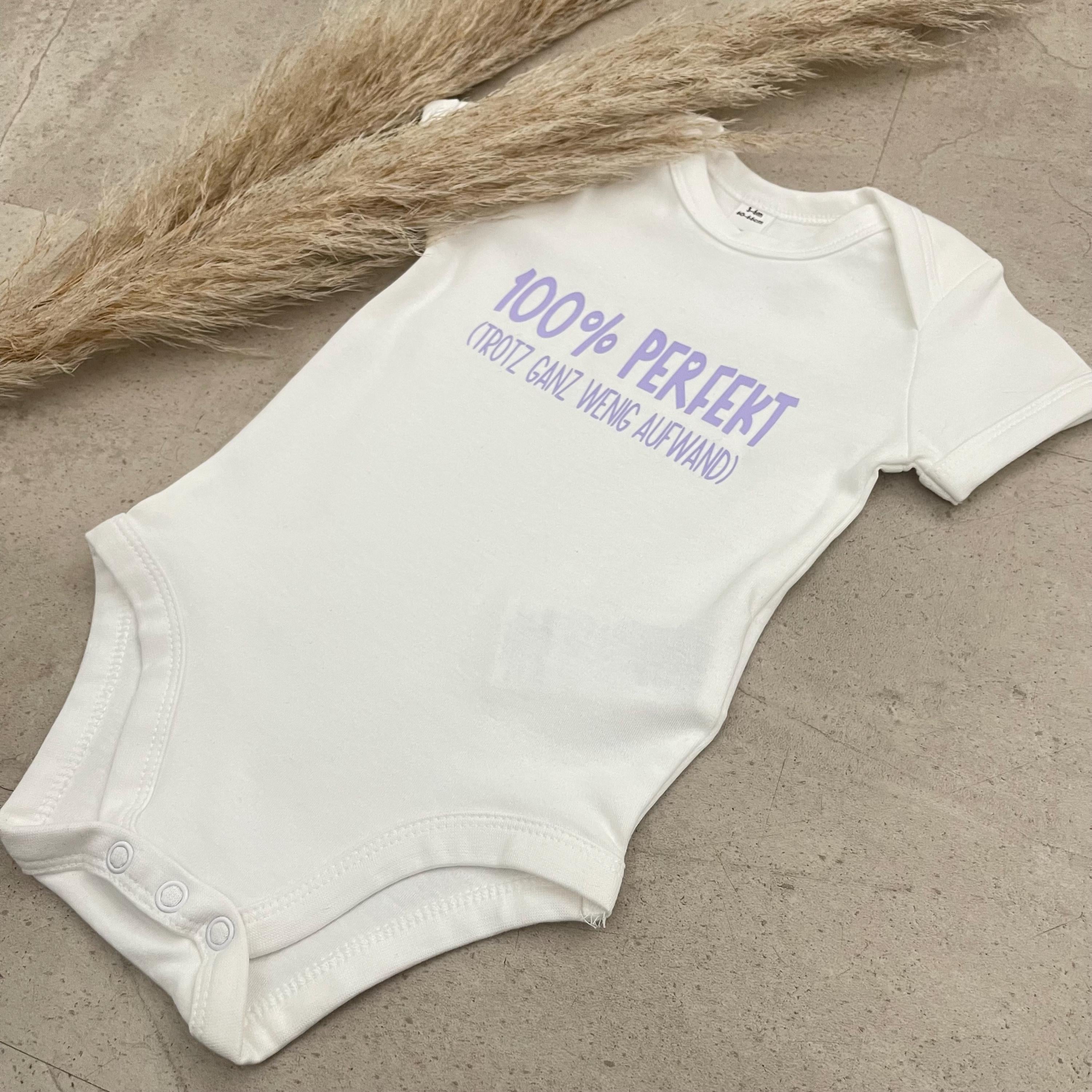 Babybody kurzarm - 100% Perfekt | Schwangerschaft | Baby | Geburt | Babygeschenk | Geburtsgeschenk | Newborn