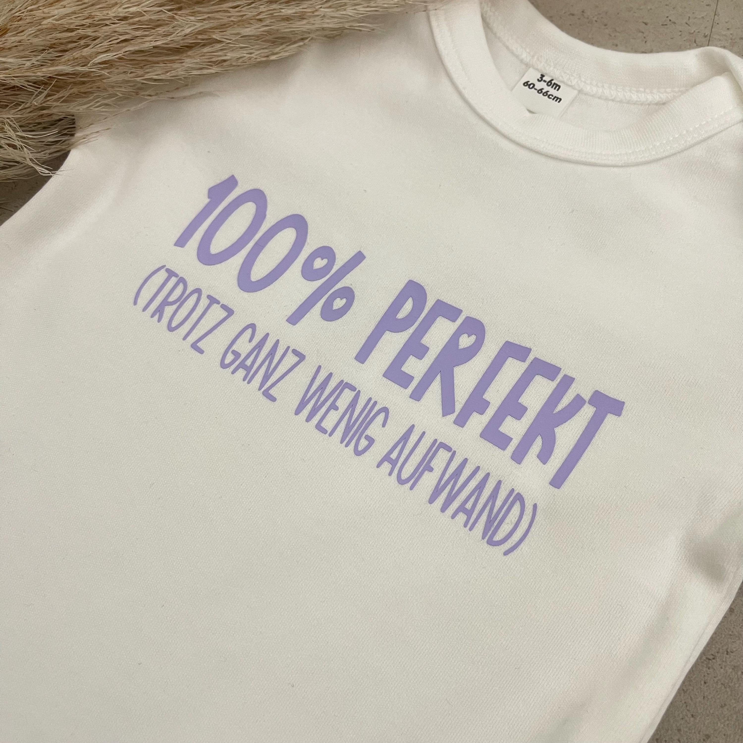 Babybody kurzarm - 100% Perfekt | Schwangerschaft | Baby | Geburt | Babygeschenk | Geburtsgeschenk | Newborn