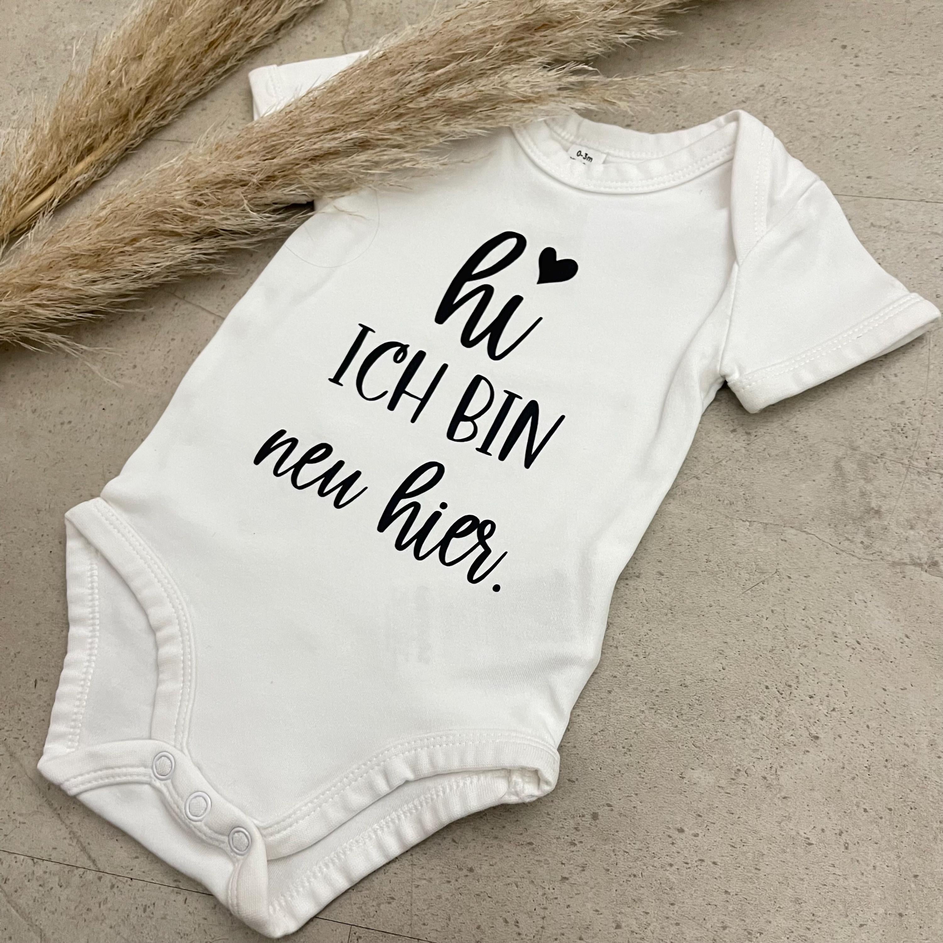 Babybody kurzarm - Ich bin neu hier! | Schwangerschaft | Baby | Geburt | Babygeschenk | Geburtsgeschenk | Newborn