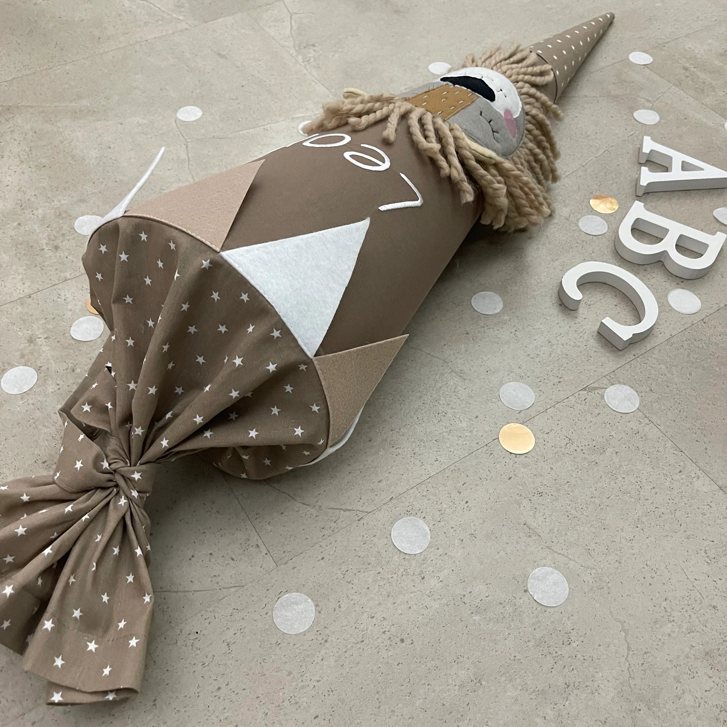 Schultüte Stoff Zuckertüte Einschulung 70cm Handmade - Löwe