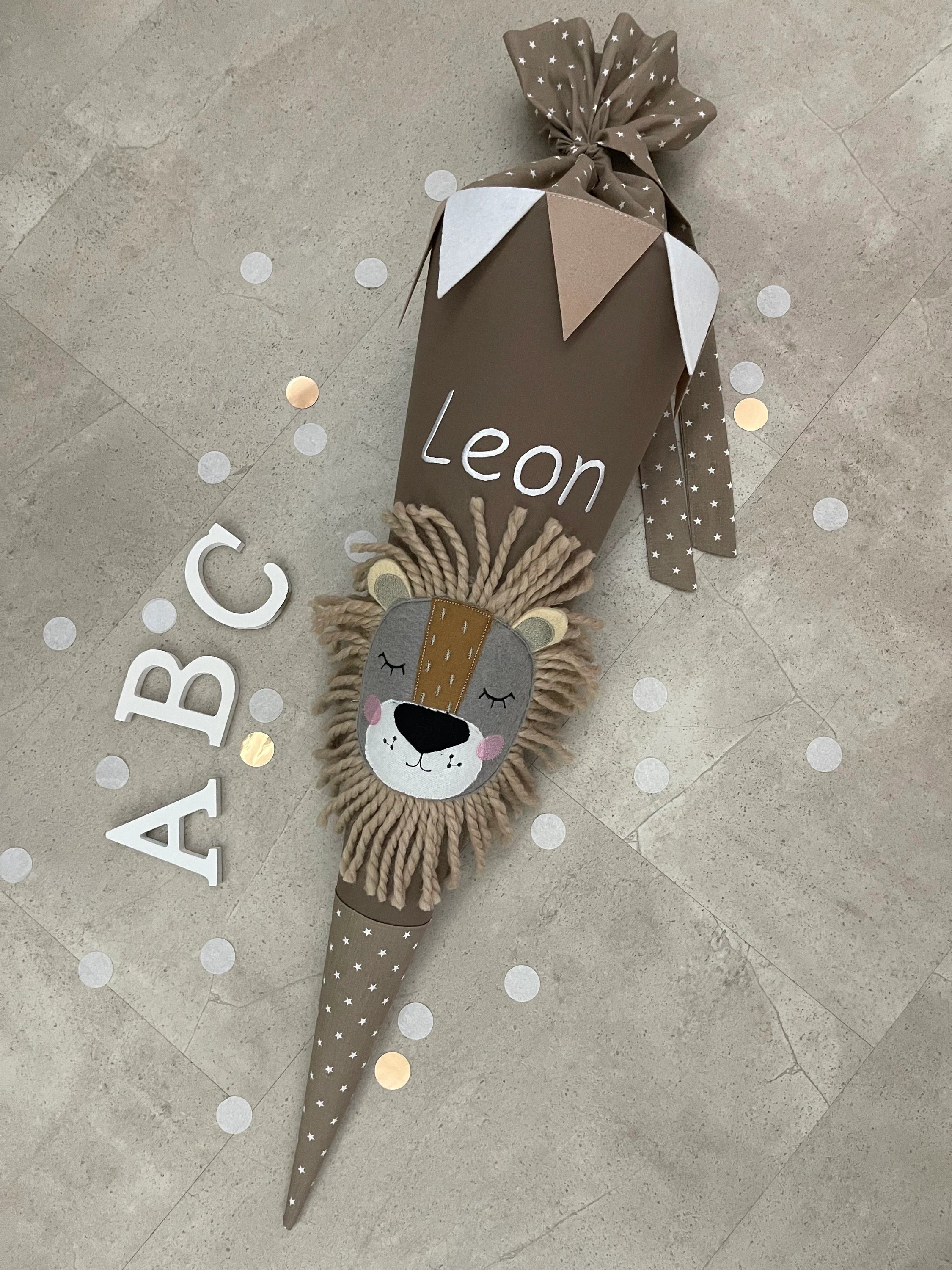 Schultüte Stoff Zuckertüte Einschulung 70cm Handmade - Löwe