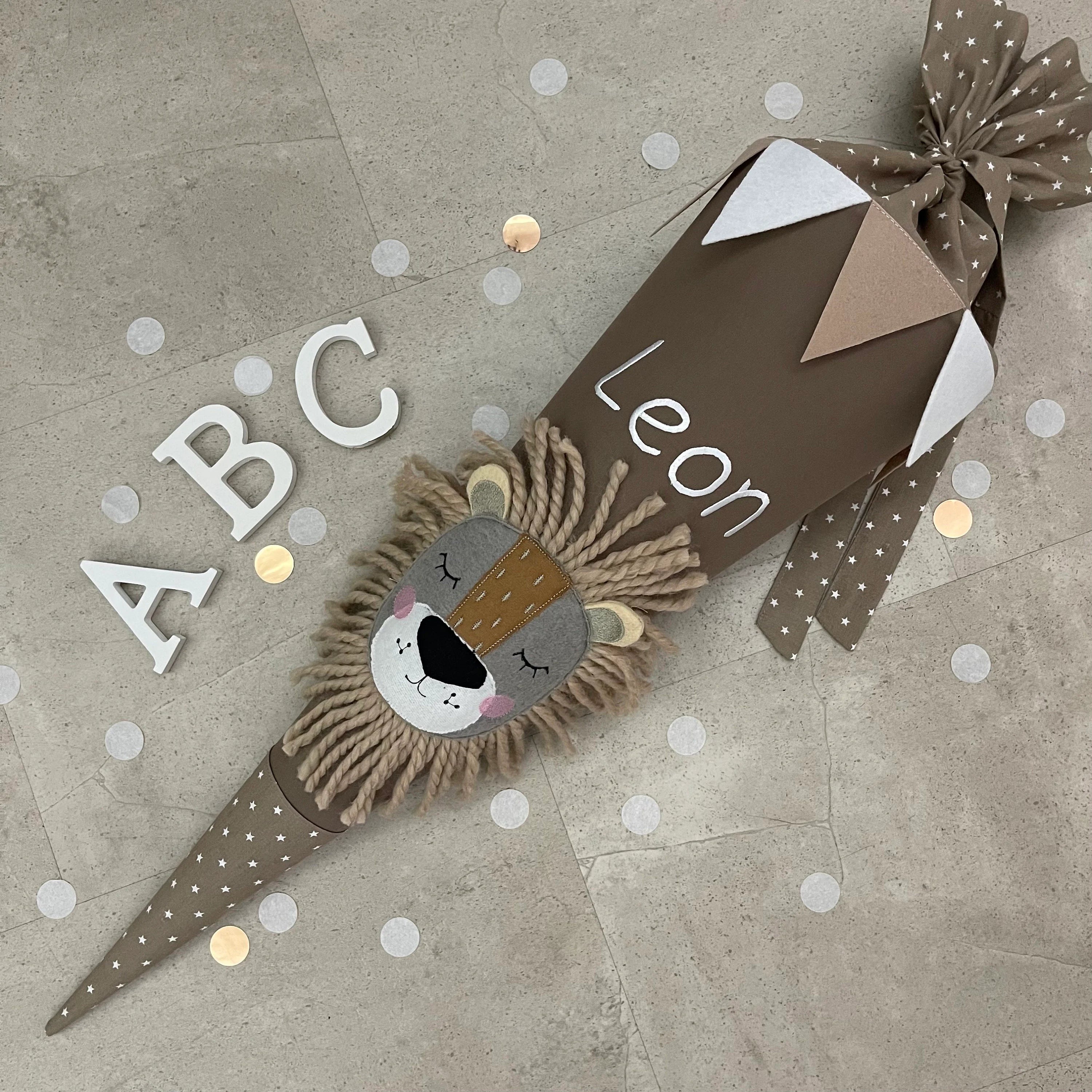 Schultüte Stoff Zuckertüte Einschulung 70cm Handmade - Löwe