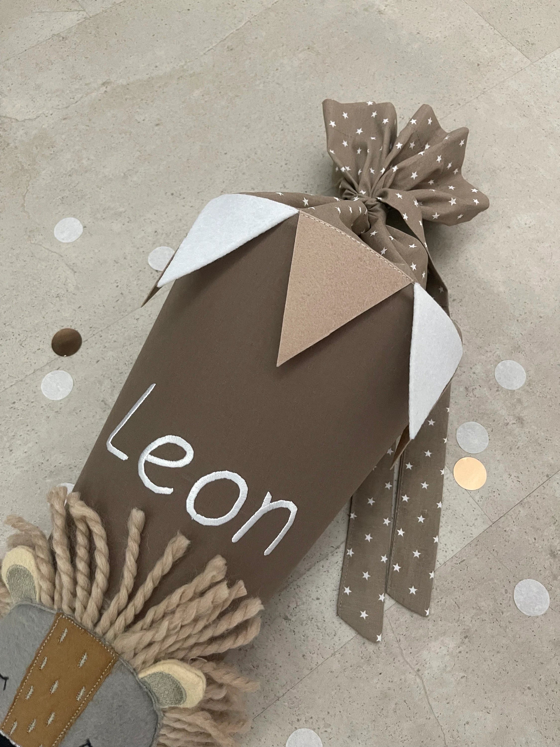 Schultüte Stoff Zuckertüte Einschulung 70cm Handmade - Löwe