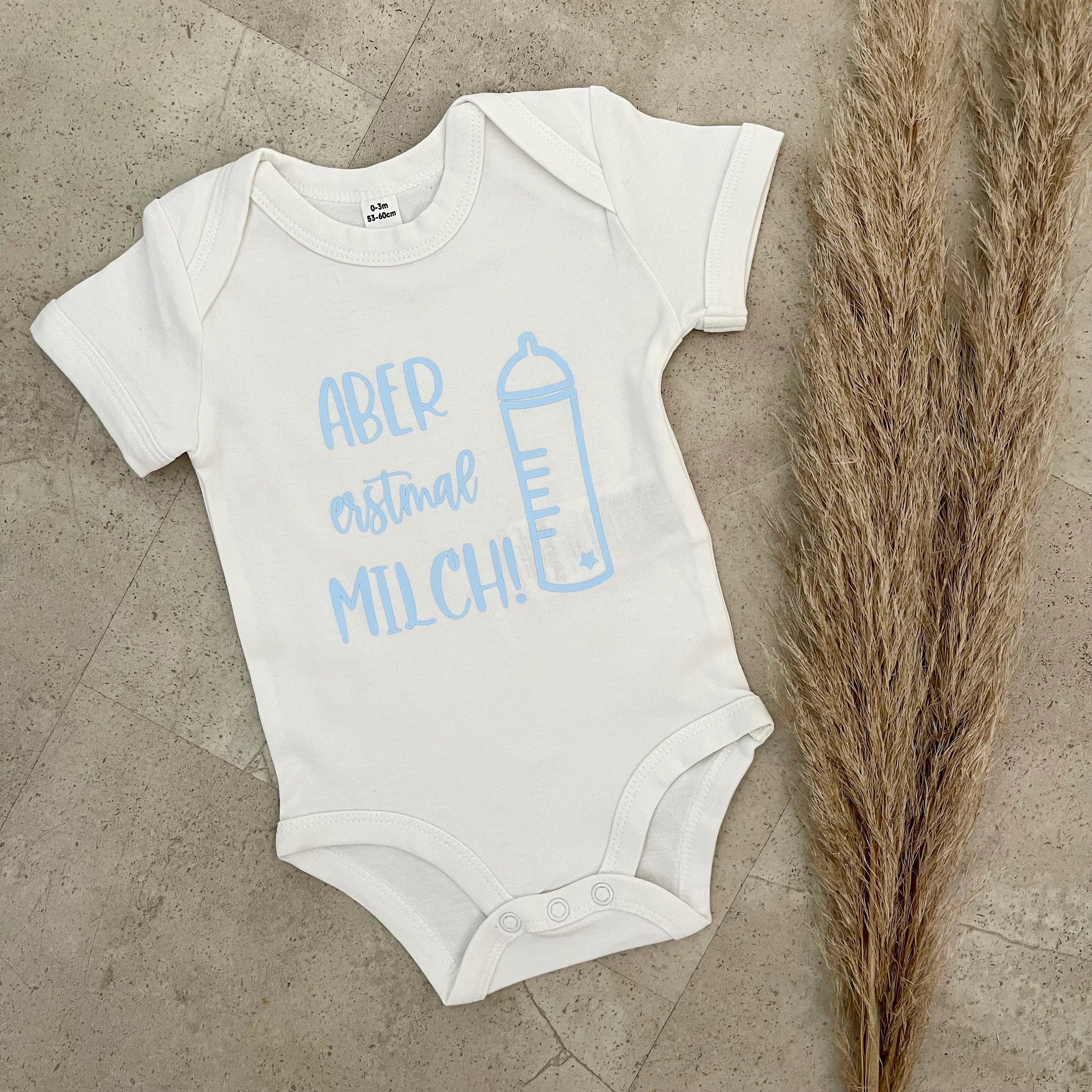 Babybody kurzarm - Aber erstmal Milch| Schwangerschaft | Baby | Geburt | Babygeschenk | Geburtsgeschenk | Newborn