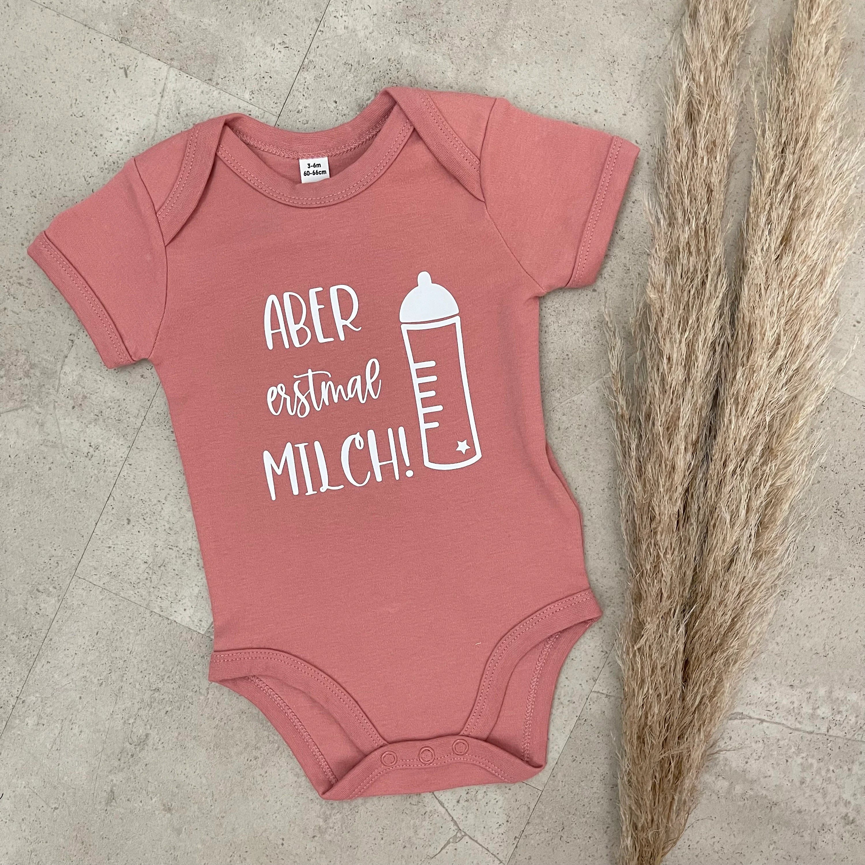 Babybody kurzarm - Aber erstmal Milch| Schwangerschaft | Baby | Geburt | Babygeschenk | Geburtsgeschenk | Newborn