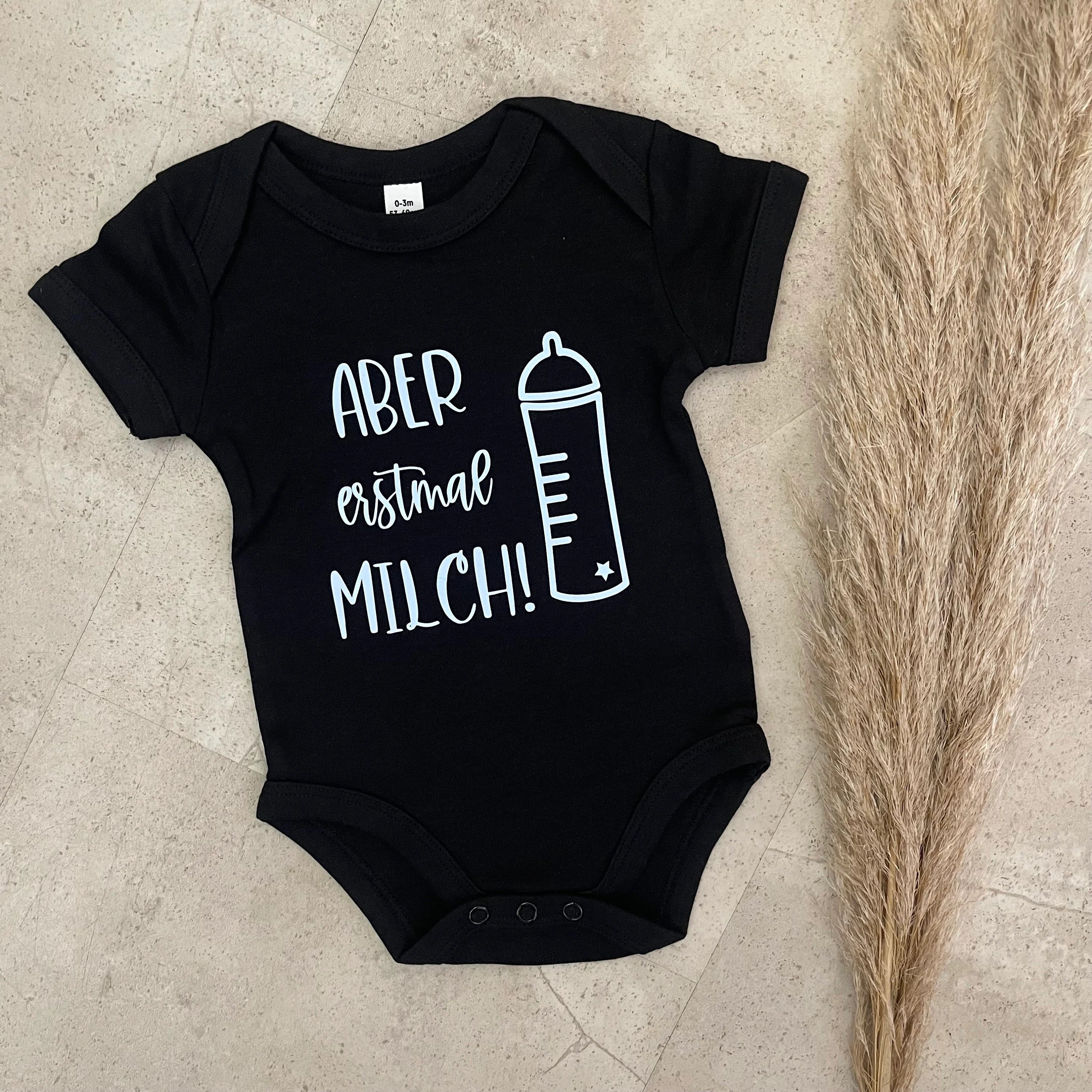 Babybody kurzarm - Aber erstmal Milch| Schwangerschaft | Baby | Geburt | Babygeschenk | Geburtsgeschenk | Newborn