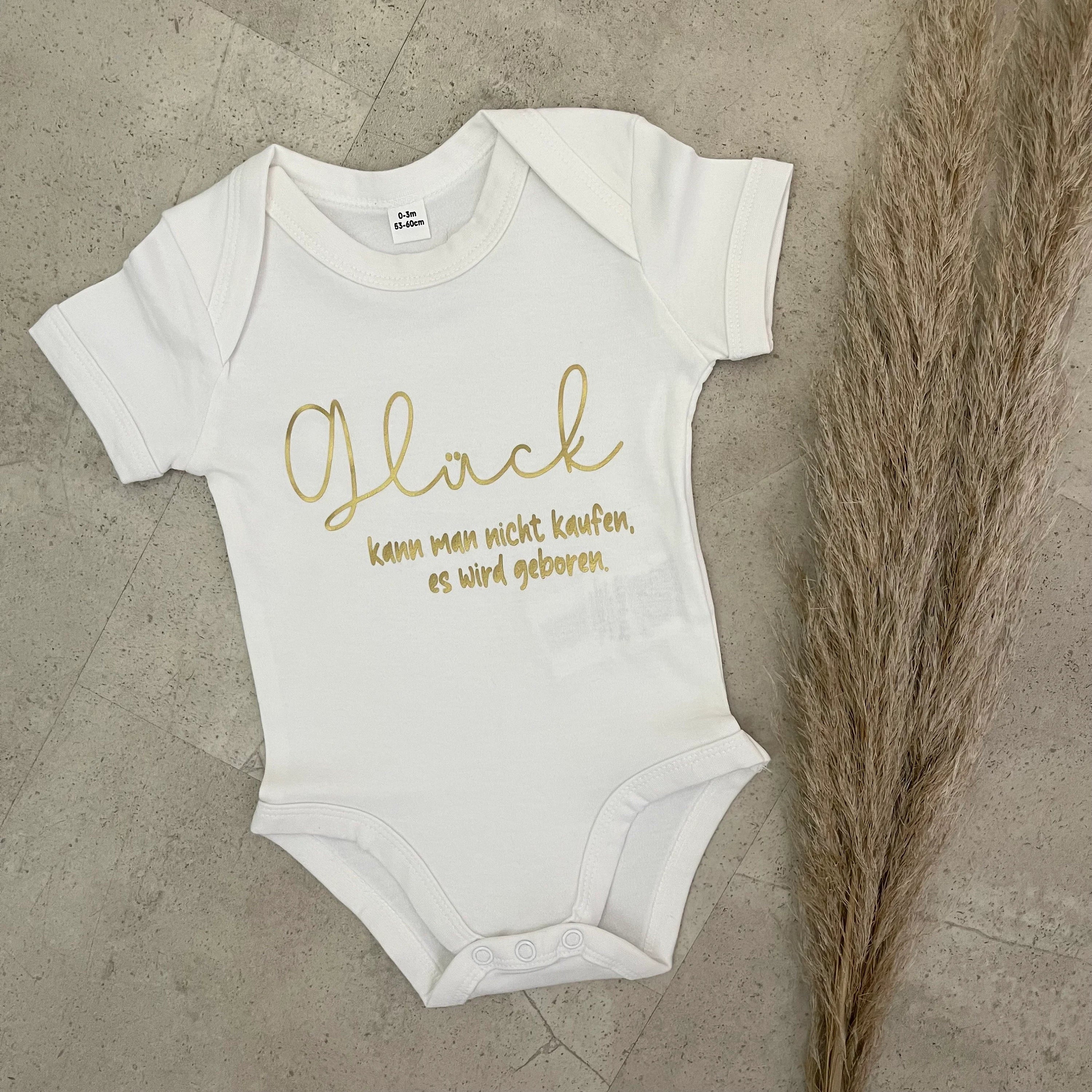 Babybody kurzarm - Glück kann man nicht kaufen | Schwangerschaft | Baby | Geburt | Babygeschenk | Geburtsgeschenk | Newborn