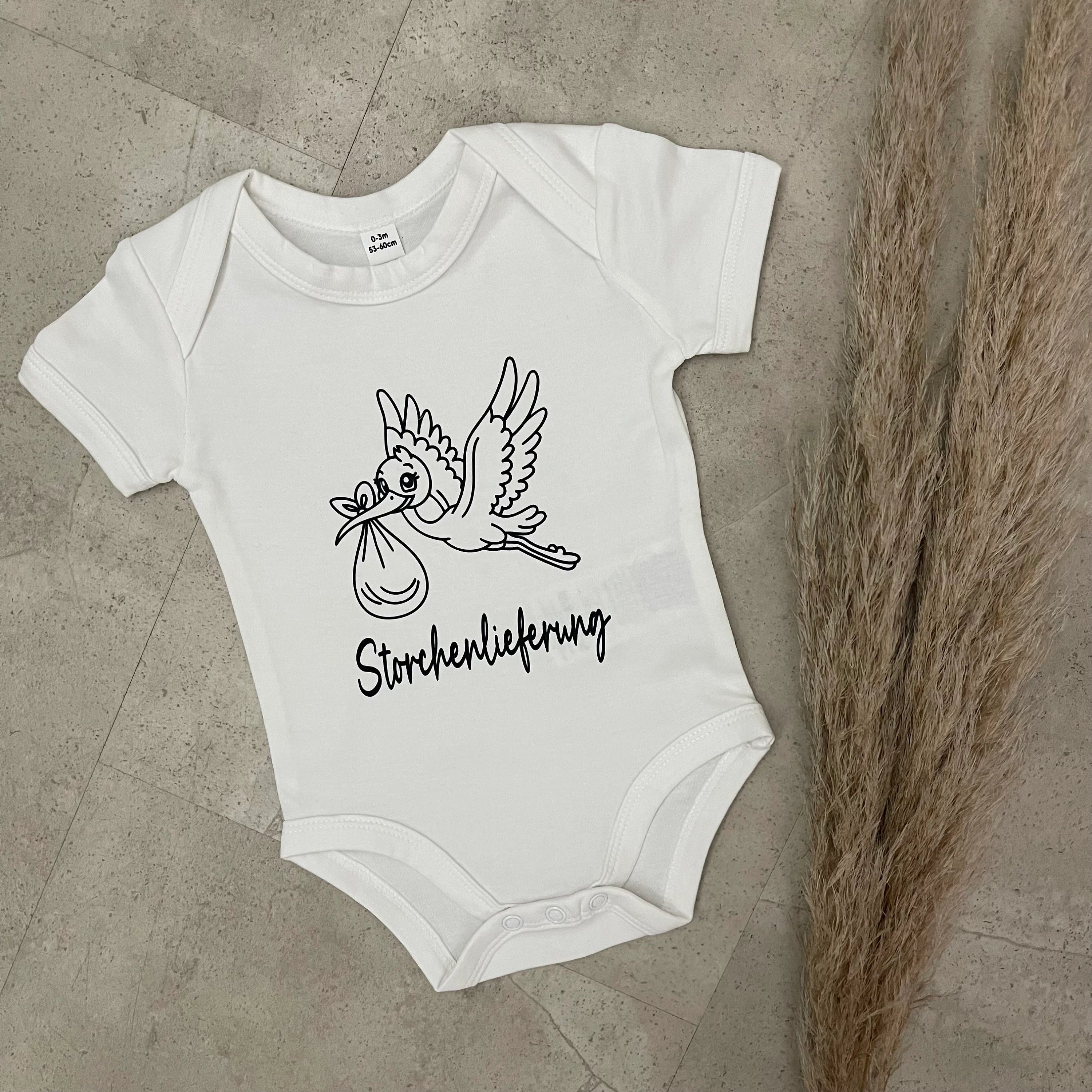 Babybody kurzarm - Storchenlieferung | Schwangerschaft | Baby | Geburt | Babygeschenk | Geburtsgeschenk | Newborn