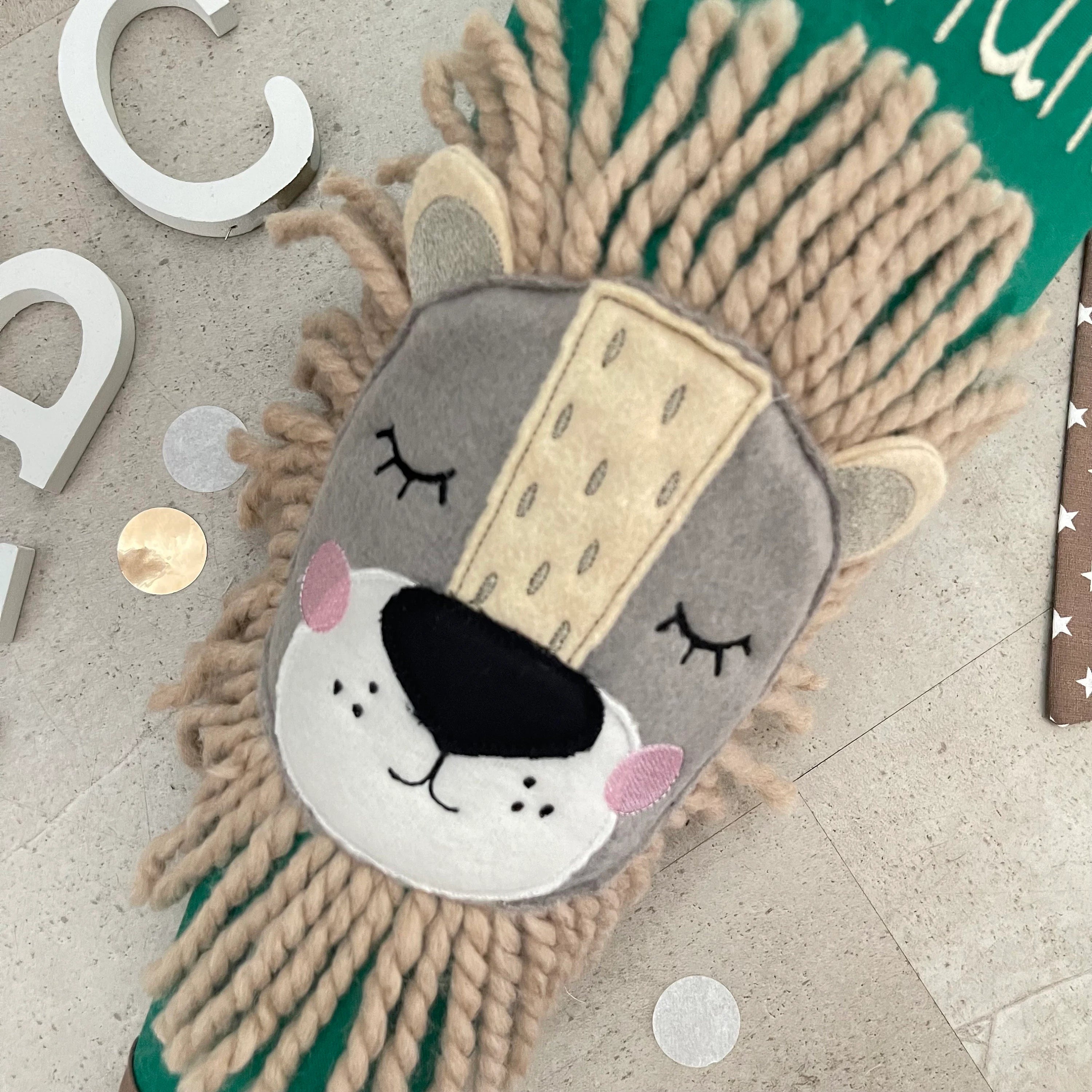 Schultüte Stoff Zuckertüte Einschulung 70cm Handmade - Löwe grün