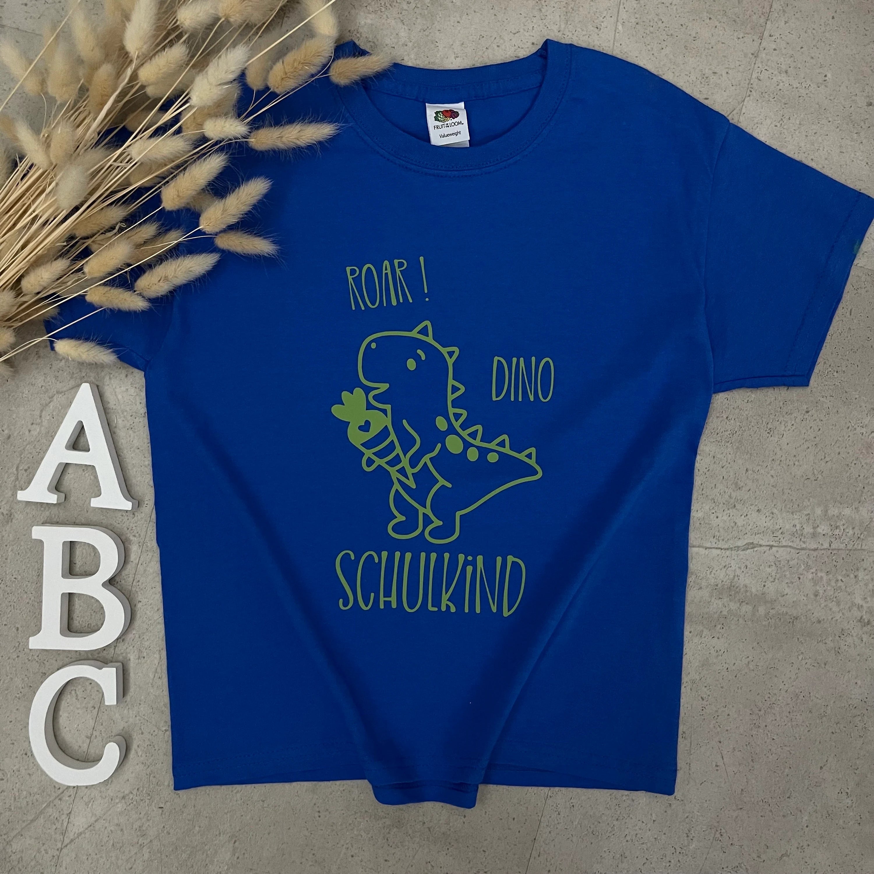 Kinder T-Shirt, Schulkind mit Namen, personalisiert, Einschulung, Schulanfang - Dinosaurier