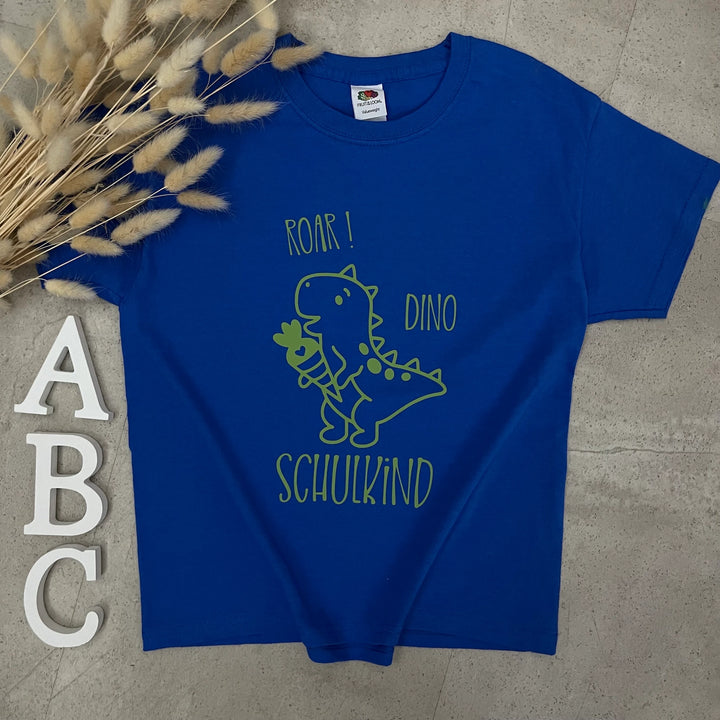 Kinder T-Shirt, Schulkind mit Namen, personalisiert, Einschulung, Schulanfang - Dinosaurier