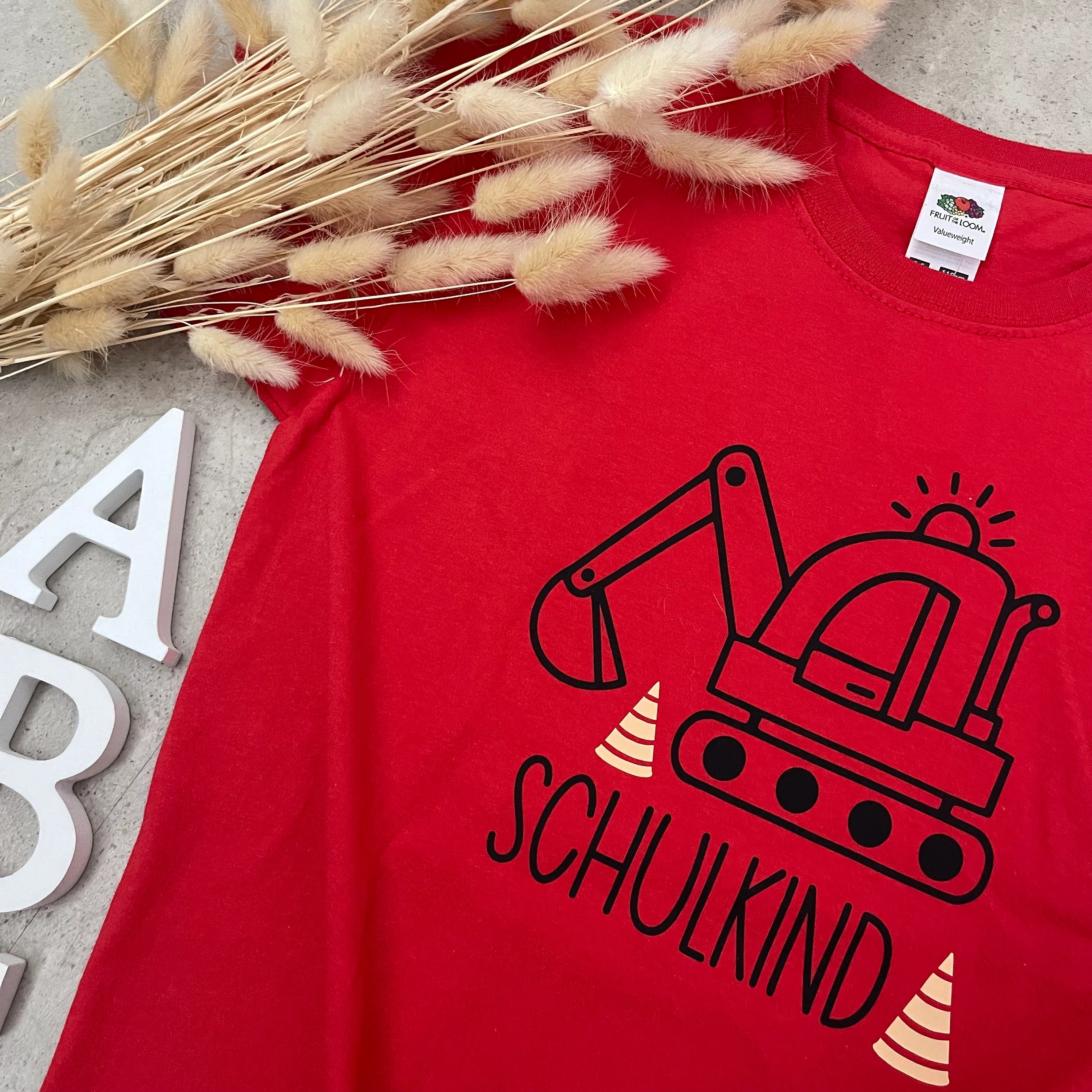 Kinder T-Shirt, Schulkind mit Namen, personalisiert, Einschulung, Schulanfang - Bagger