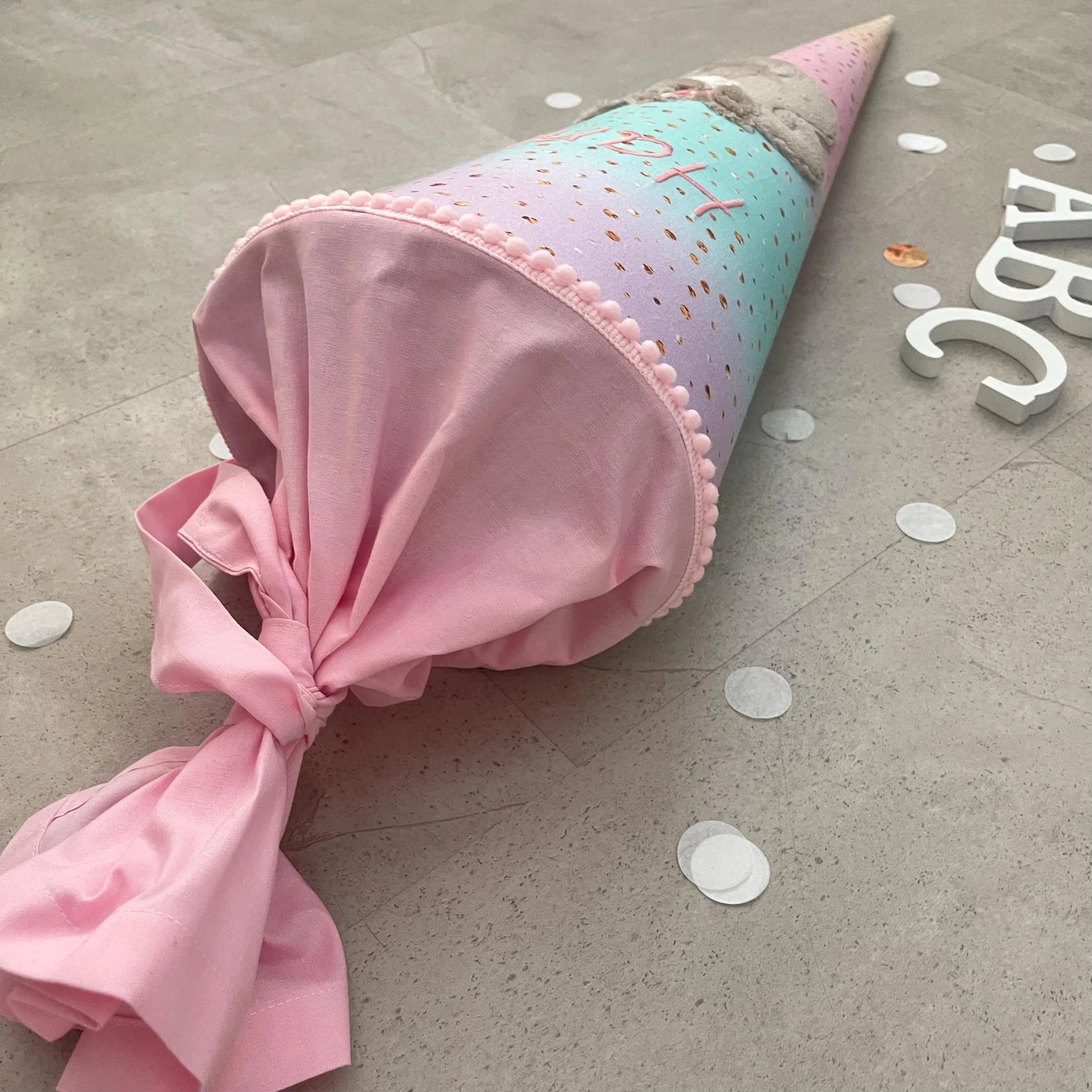 Schultüte Stoff Zuckertüte Einschulung 70cm Handmade - Eichhörnchen boho