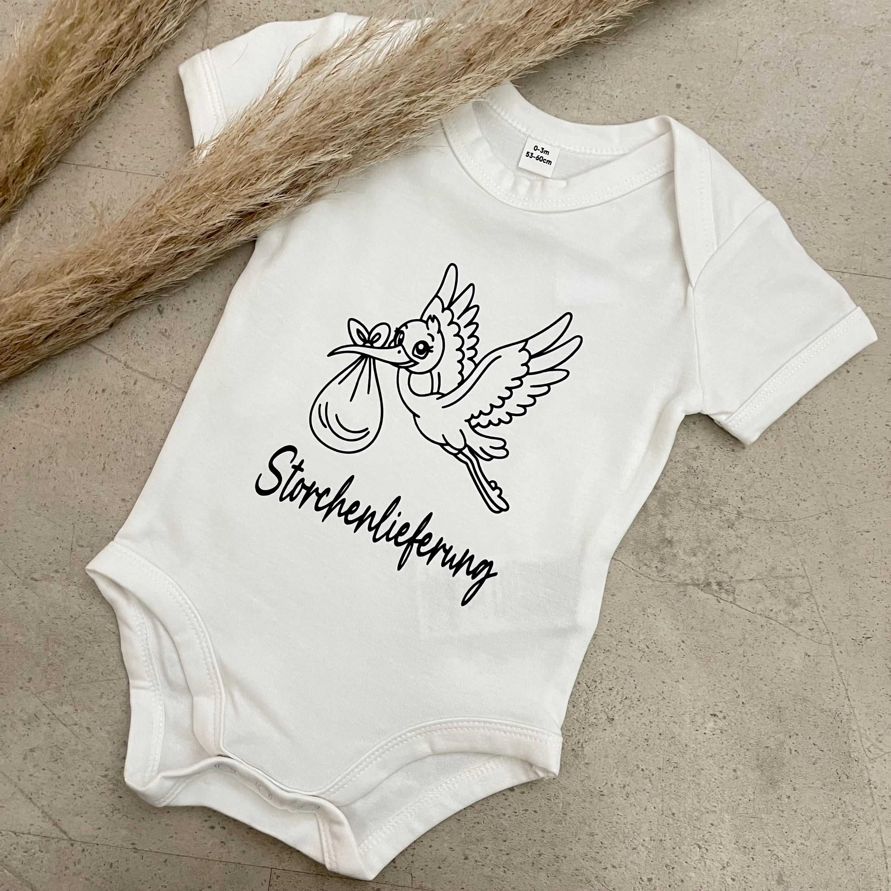 Babybody kurzarm - Storchenlieferung | Schwangerschaft | Baby | Geburt | Babygeschenk | Geburtsgeschenk | Newborn