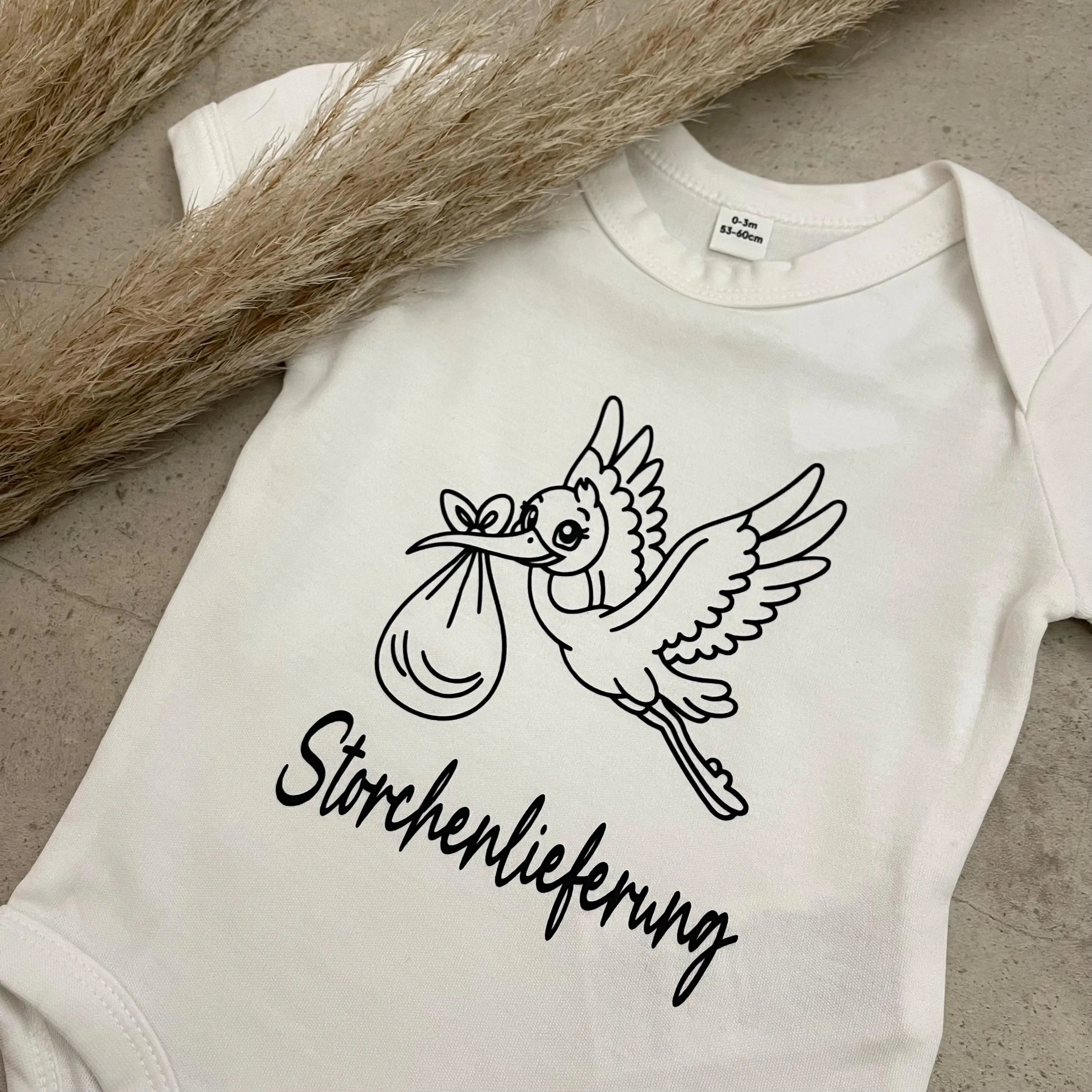 Babybody kurzarm - Storchenlieferung | Schwangerschaft | Baby | Geburt | Babygeschenk | Geburtsgeschenk | Newborn